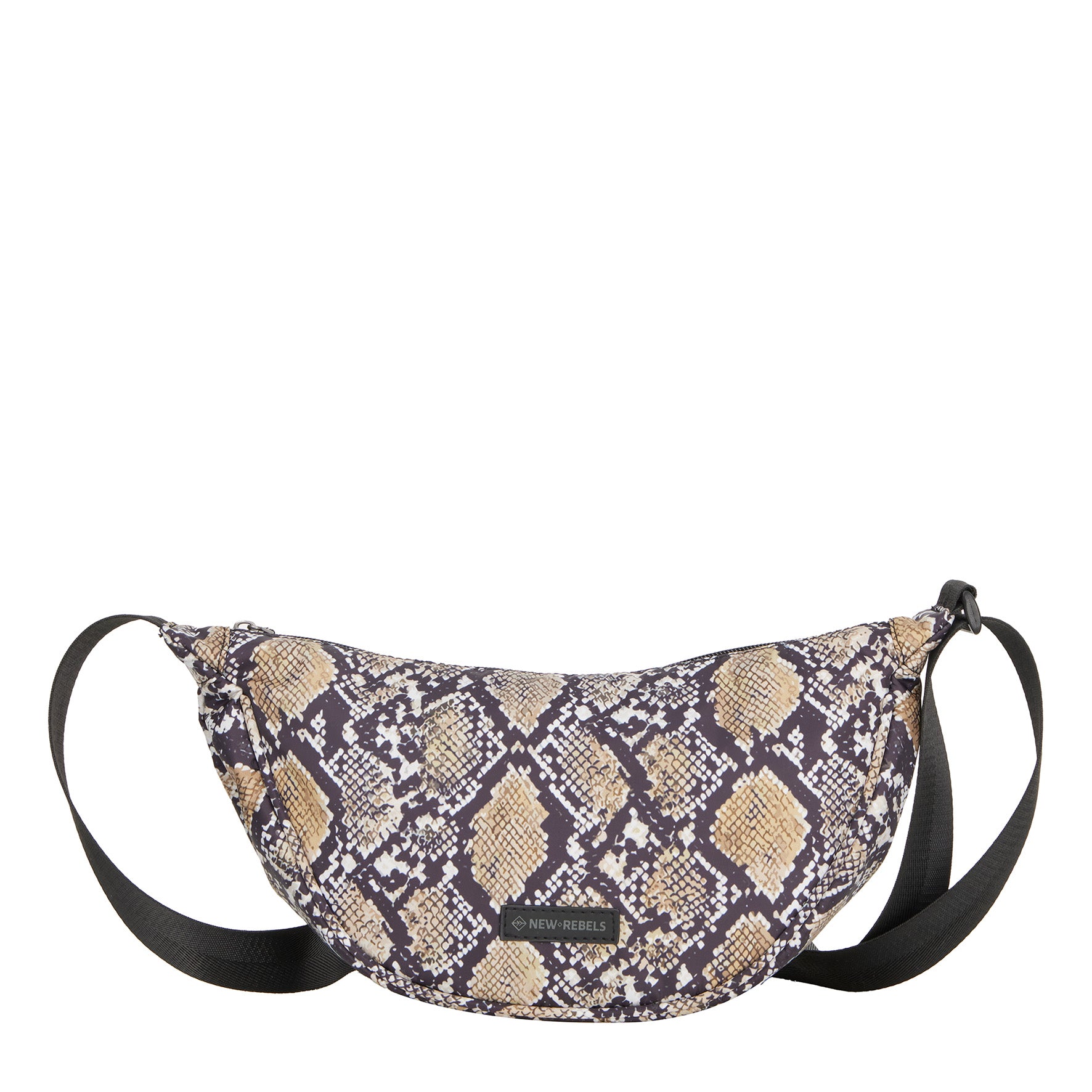 New Rebels Moonbag „Stay Wild" – Crossbody-Tasche mit Schlangen-Print, Nylon, 32 × 16 cm