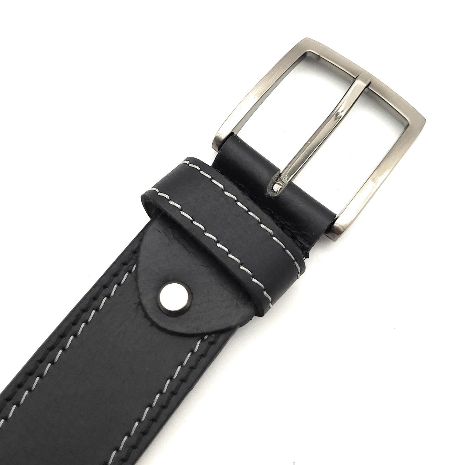 Büffelvollleder Gürtel Schwarz 40mm - Unisex Ledergürtel mit Kontrastnaht kürzbar, verschiedene Längen