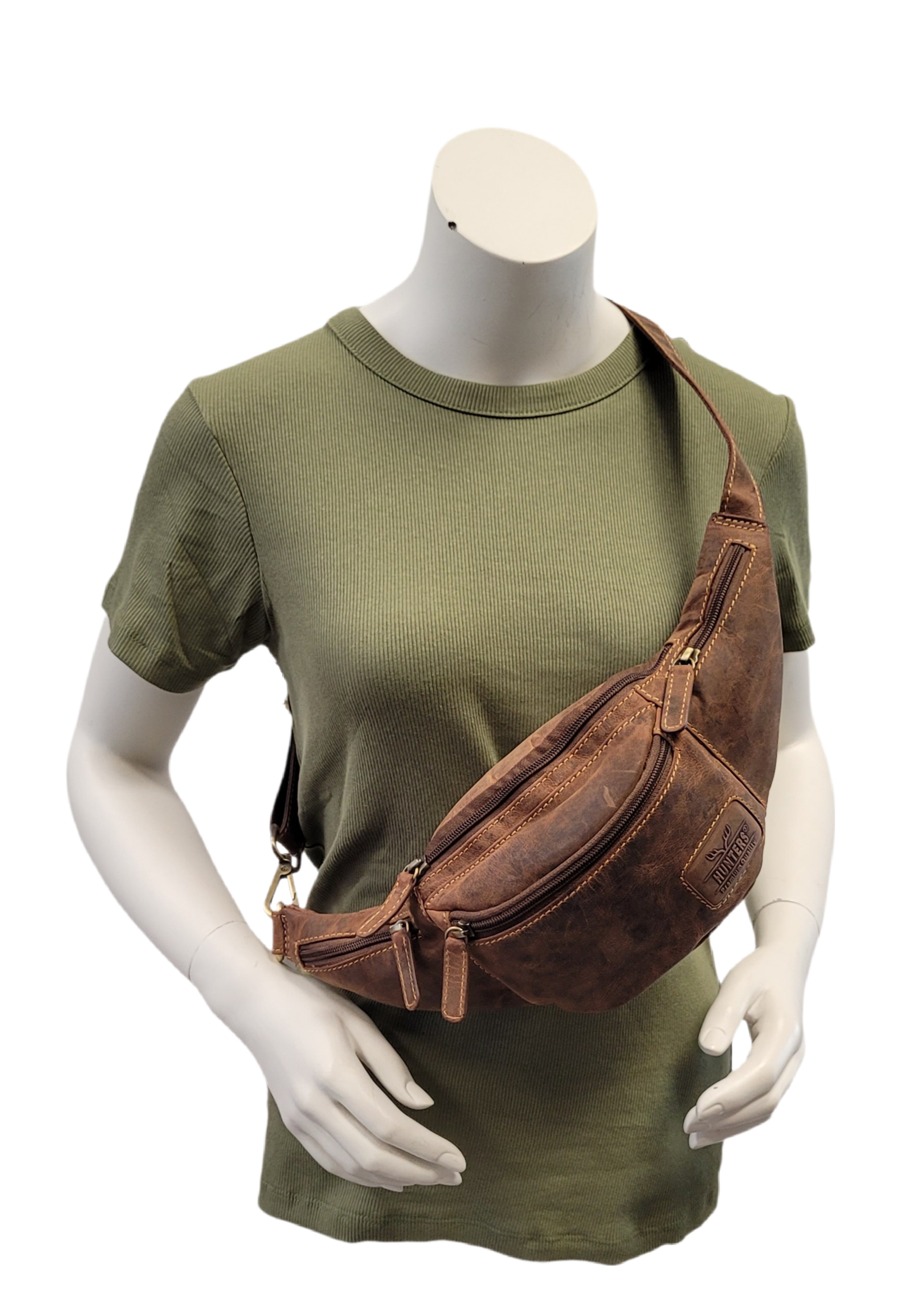 Hunters Bauchtasche aus Hunterleder – robuste Leder-Gürteltasche mit 5 Fächern & verstellbarem Hüftgurt