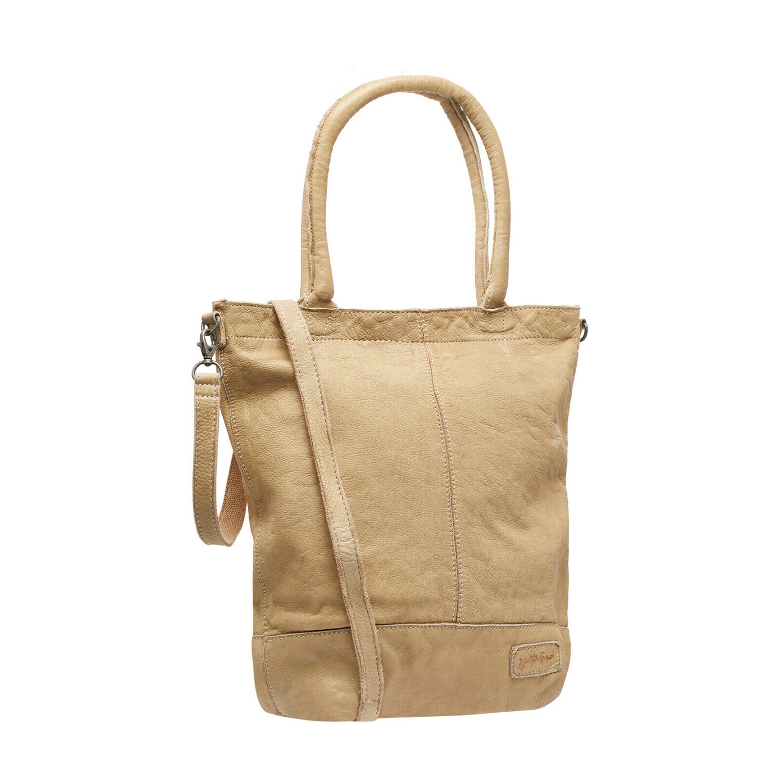 echt Leder Damen Shopper Handtasche Lederhenkel und abnehmbarer Schultergurt Amber sand