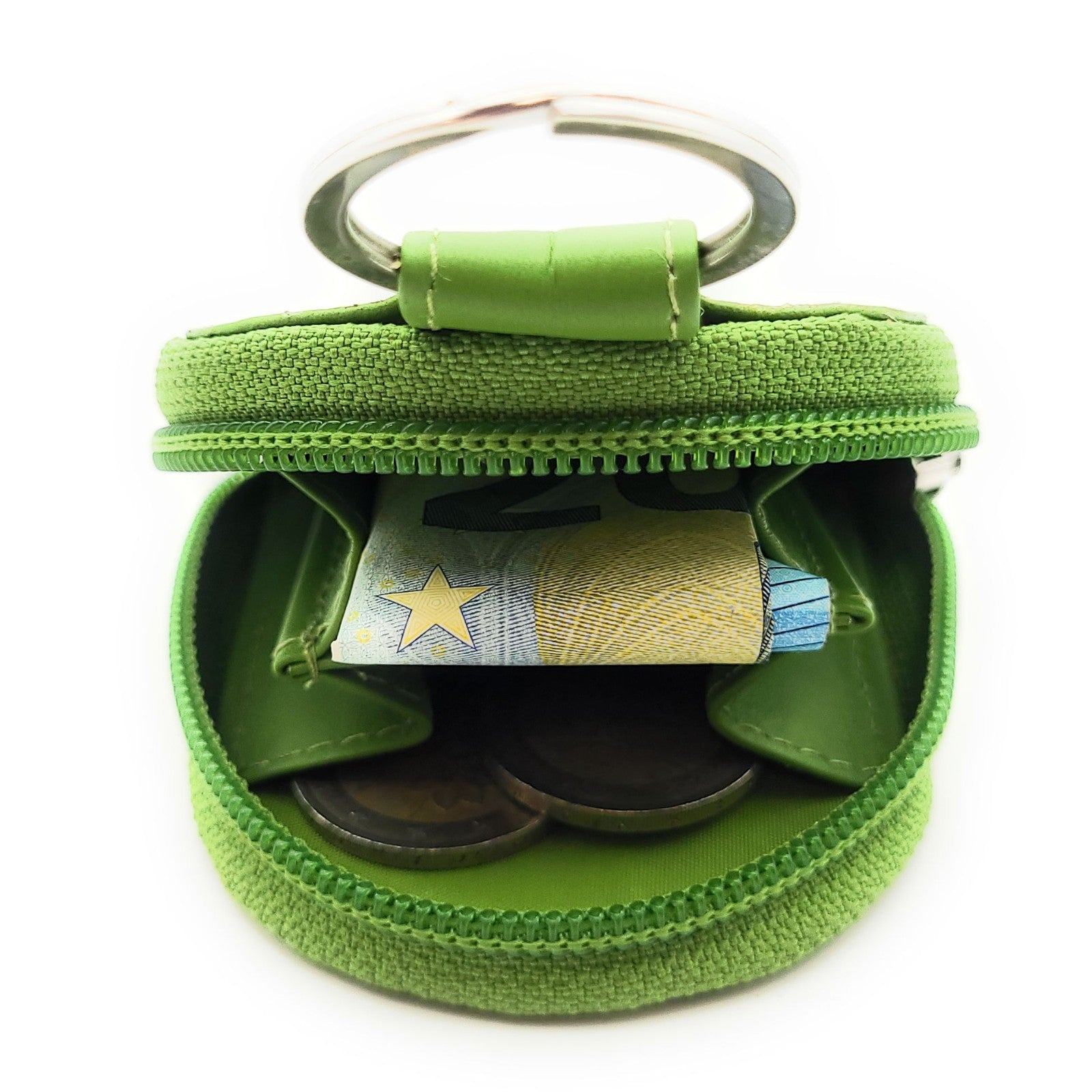 Jockey Club Nappaleder-Münzbörse mit Schlüsselring und Reißverschluss – Kompakte Geldbörse