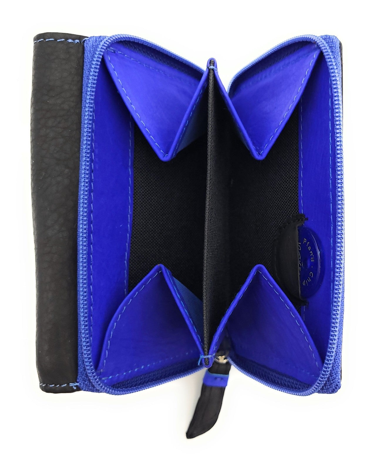 Jockey Club echt Leder Damen Geldbörse Portemonnaie Geldbeutel schwarz royalblau