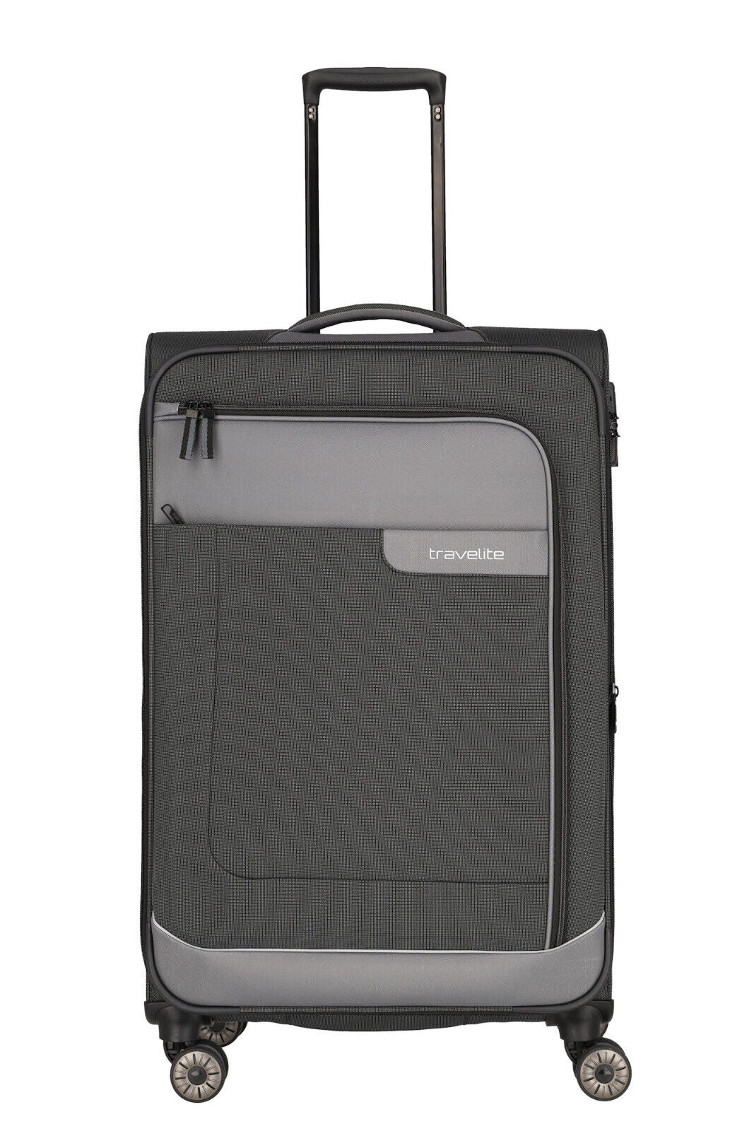 Travelite VIIA Reisekoffer L Trolley Koffer 77cm 4 Rad / Rollen Dehnfalte TSA schiefer