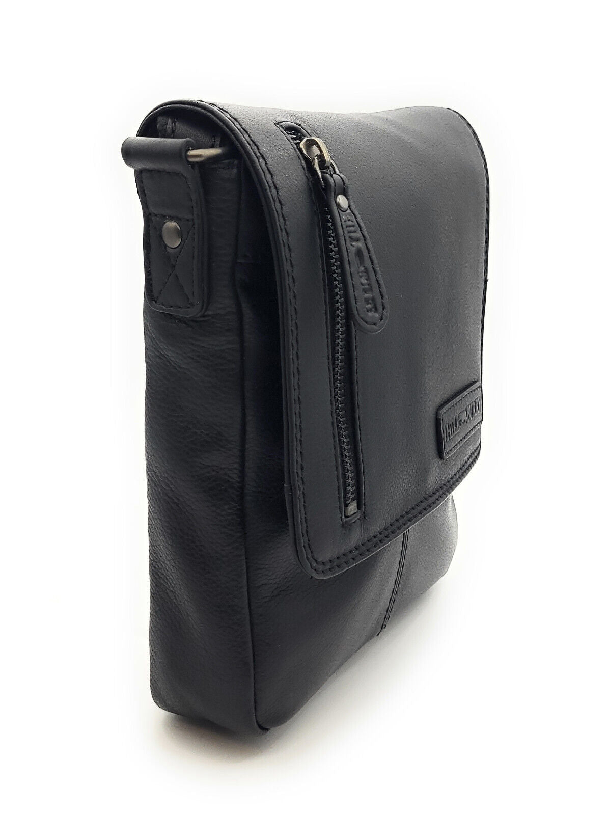 Hillburry Unisex Umhängetasche Schwarz – Echtleder Schultertasche für Damen & Herren