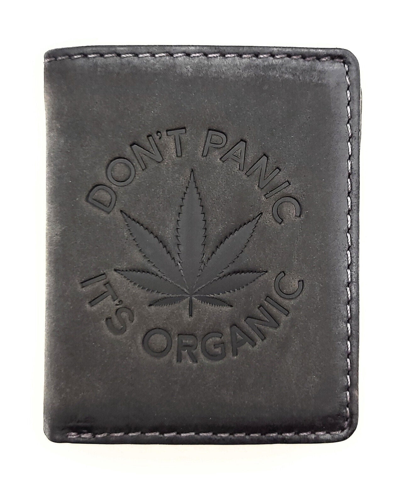 Jockey Club echt Leder Mini Geldbörse Portemonnaie "Weed" RFID Schutz Cannabisblatt grau