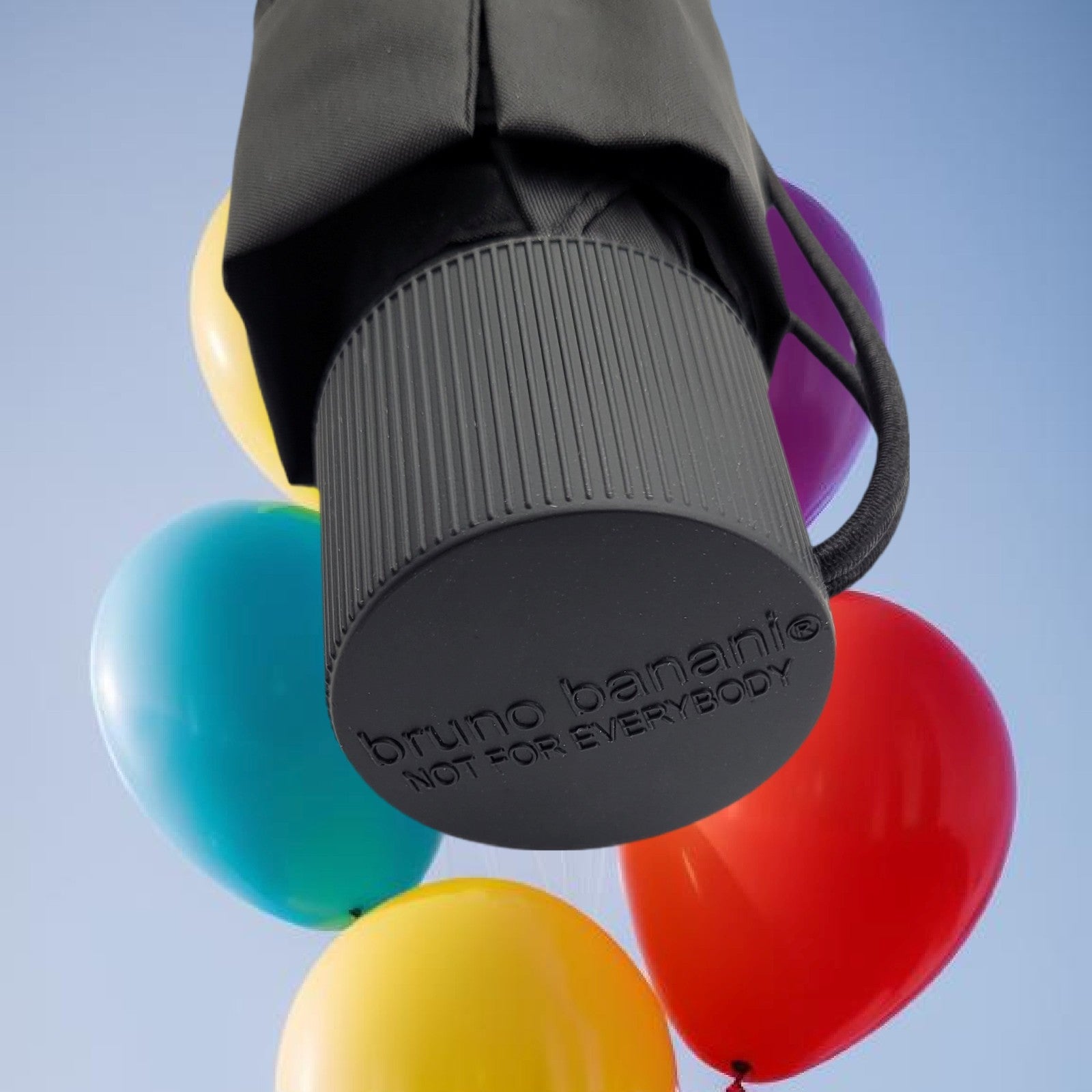 bruno banani Mini-Regenschirm – Handöffner, Stahl-Fiberglasgestell, Polyester Pongee, geriffelter Griff mit erhabenem Logo Schwarz Aqua