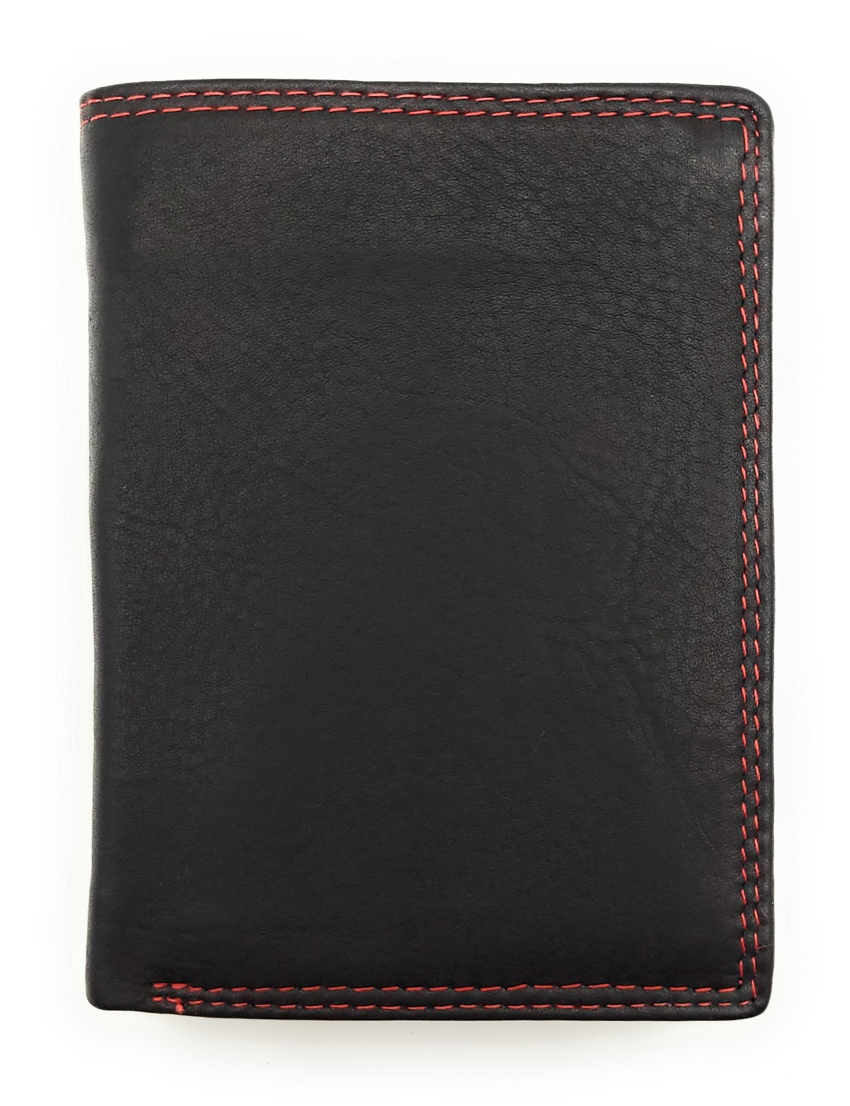 Jockey Club Basic Geldbörse aus Rindleder mit RFID-Schutz, Reißverschlussfach, 6 Kartenfächern, 2 Sicht- & 2 Einsteckfächern, Münzfach & Doppelnaht schwarz rot