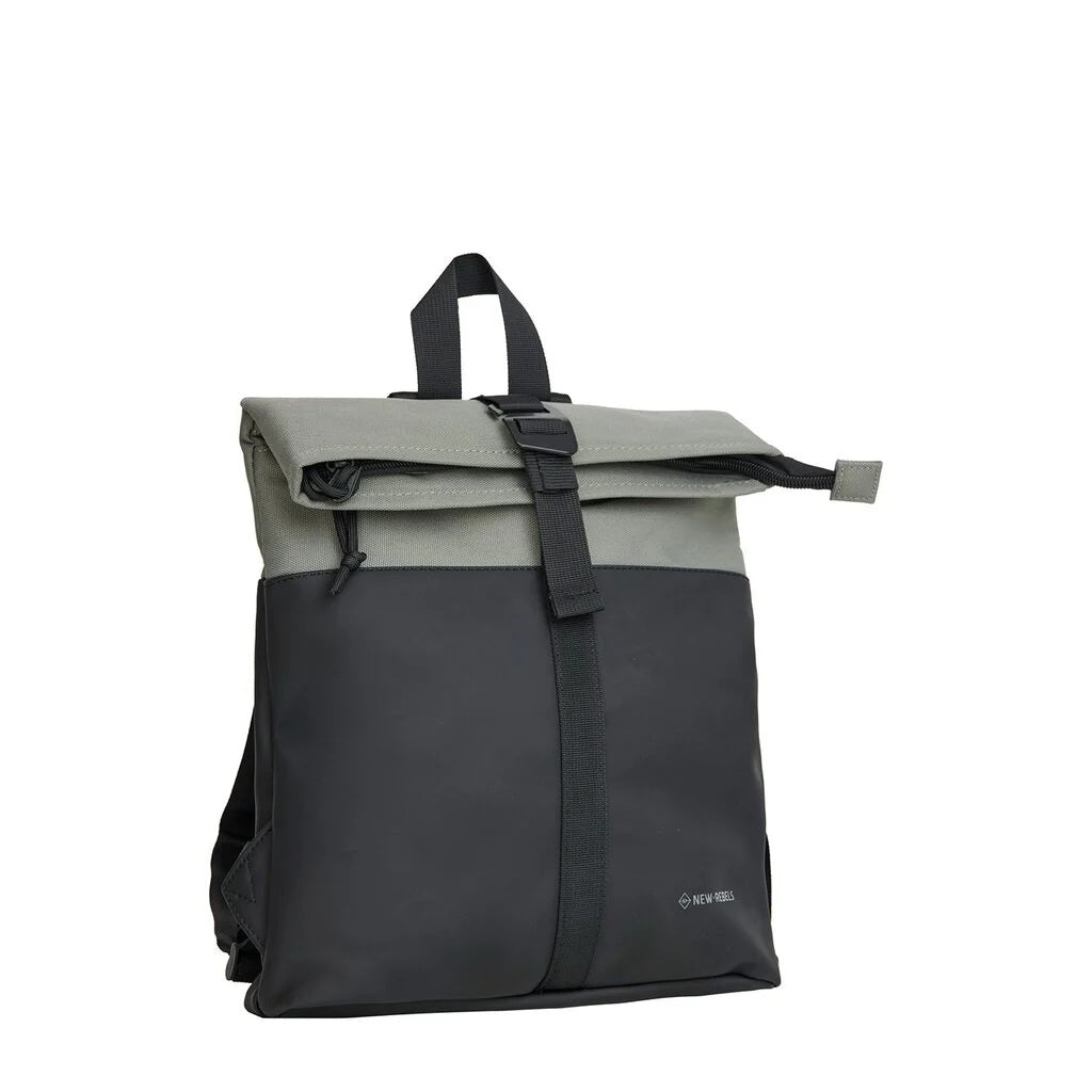 New Rebels Backham Roll Up Rolltop City Rucksack Los Angeles wasserabweisend Schwarz Grau