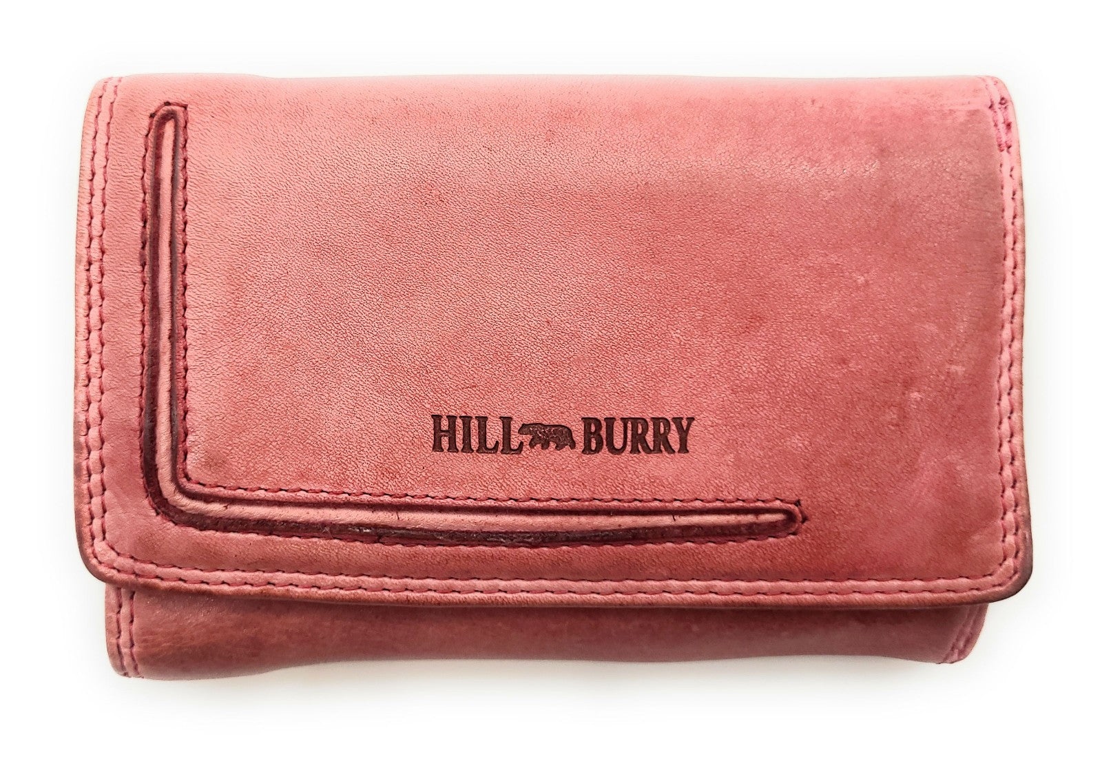 Hill Burry echt Leder Damen Geldbörse Portemonnaie mit RFID Schutz gewaschenes Rindleder rosa