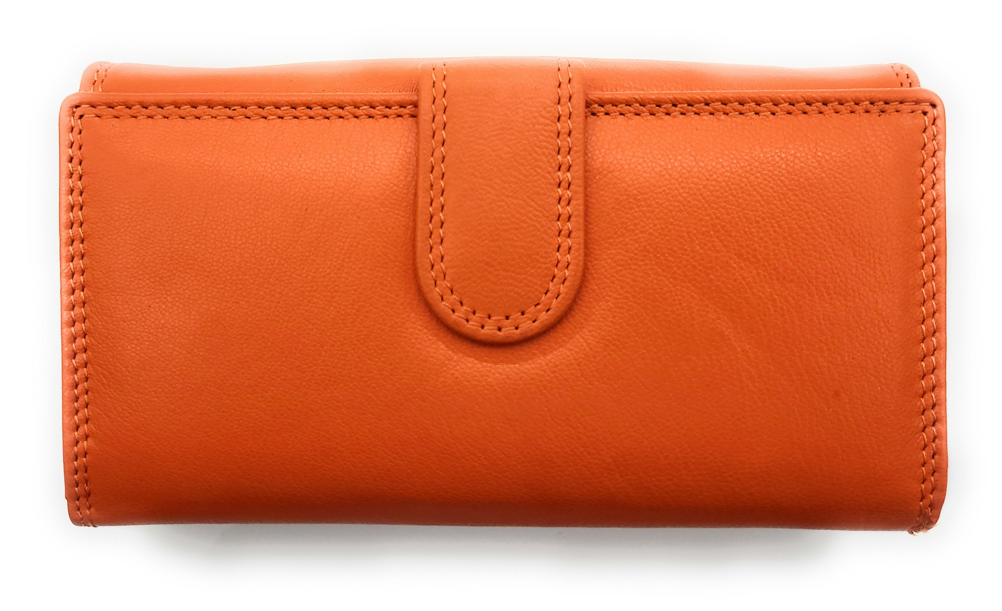 XXL Damenbörse Nappaleder RFID-Schutz – 18 Kartenfächer, Münzfach, Echtleder Geldbörse orange