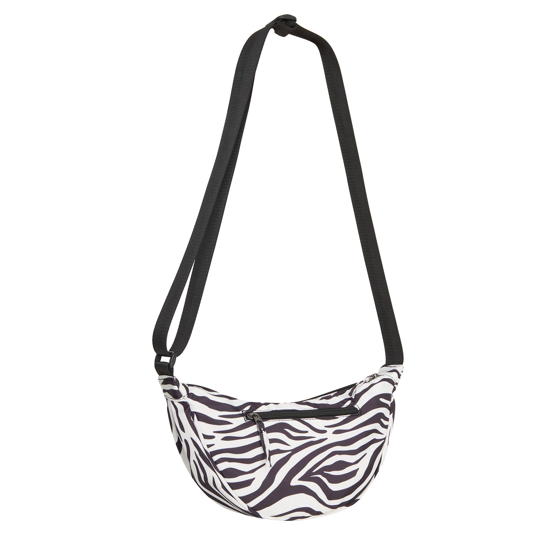 New Rebels Moonbag „Stay Wild" – Crossbody-Tasche mit Zebra-Print, Nylon, 32 × 16 cm