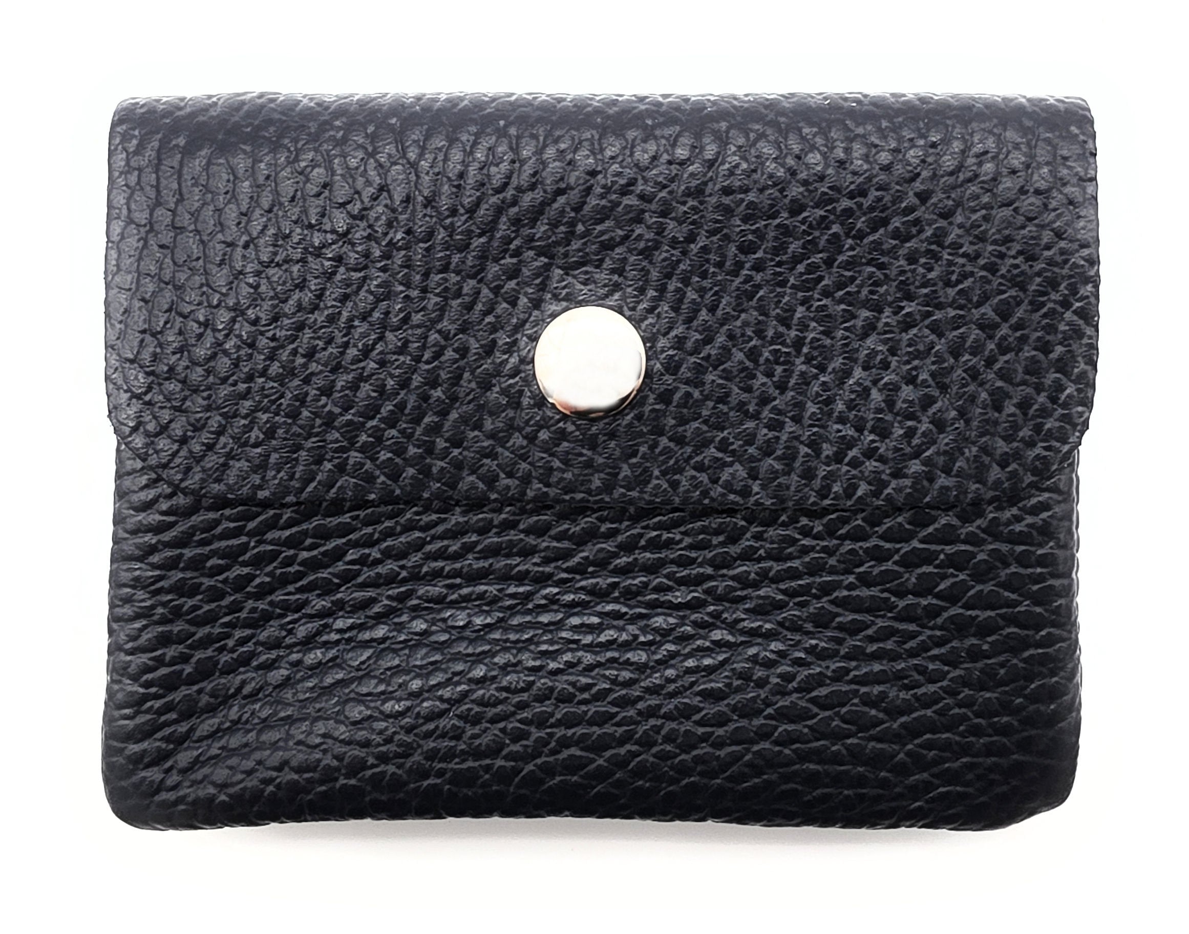 Mini Geldbörse aus echtem Rindleder – kompaktes Leder Portemonnaie Made in Italy dunkelblau