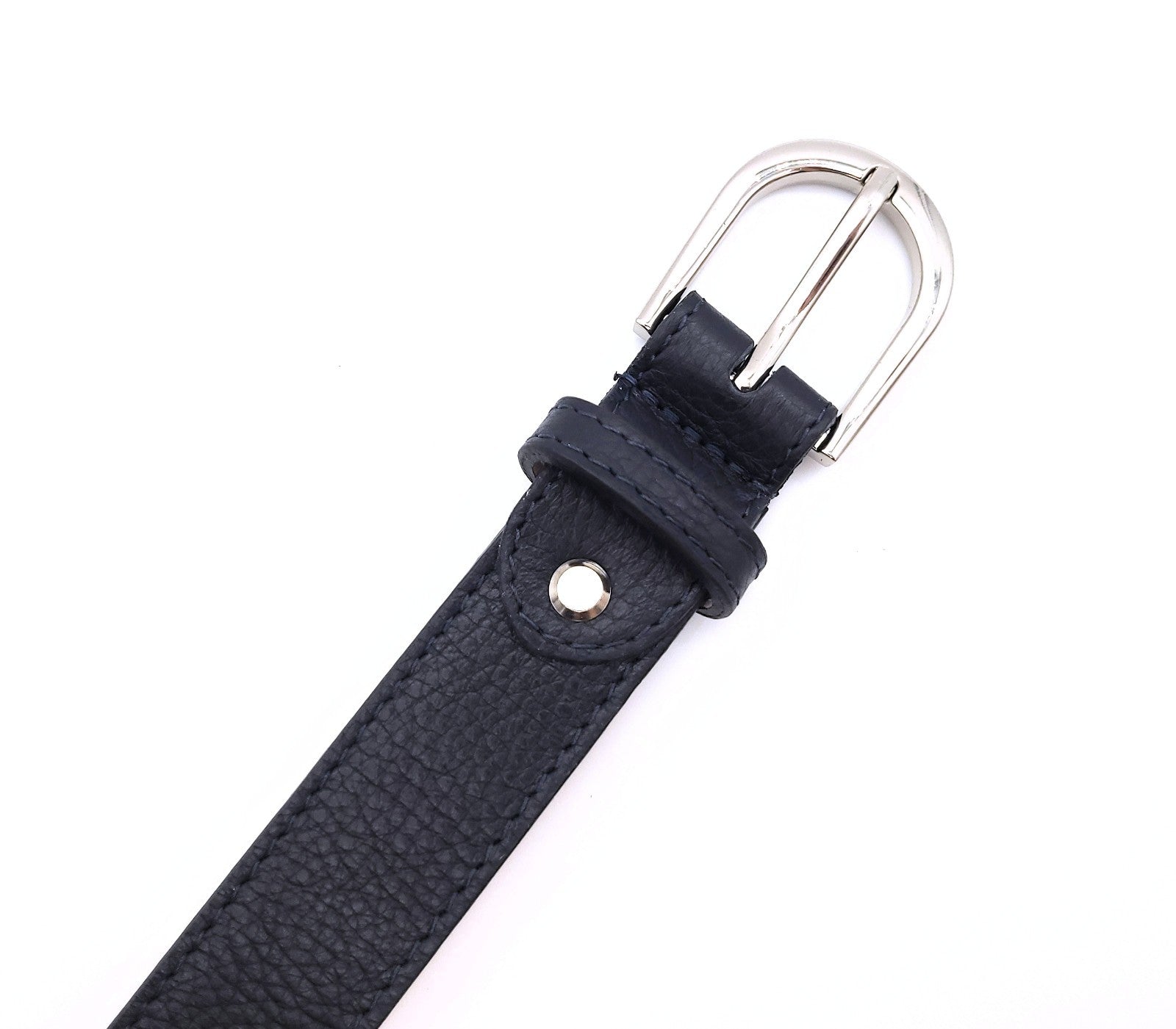 Echtledergürtel Made in Italy – ca. 30 mm breit, kürzbar, Metallschließe, genarbte Oberfläche, 5 Loch Gürtel für Herren & Damen navy blau
