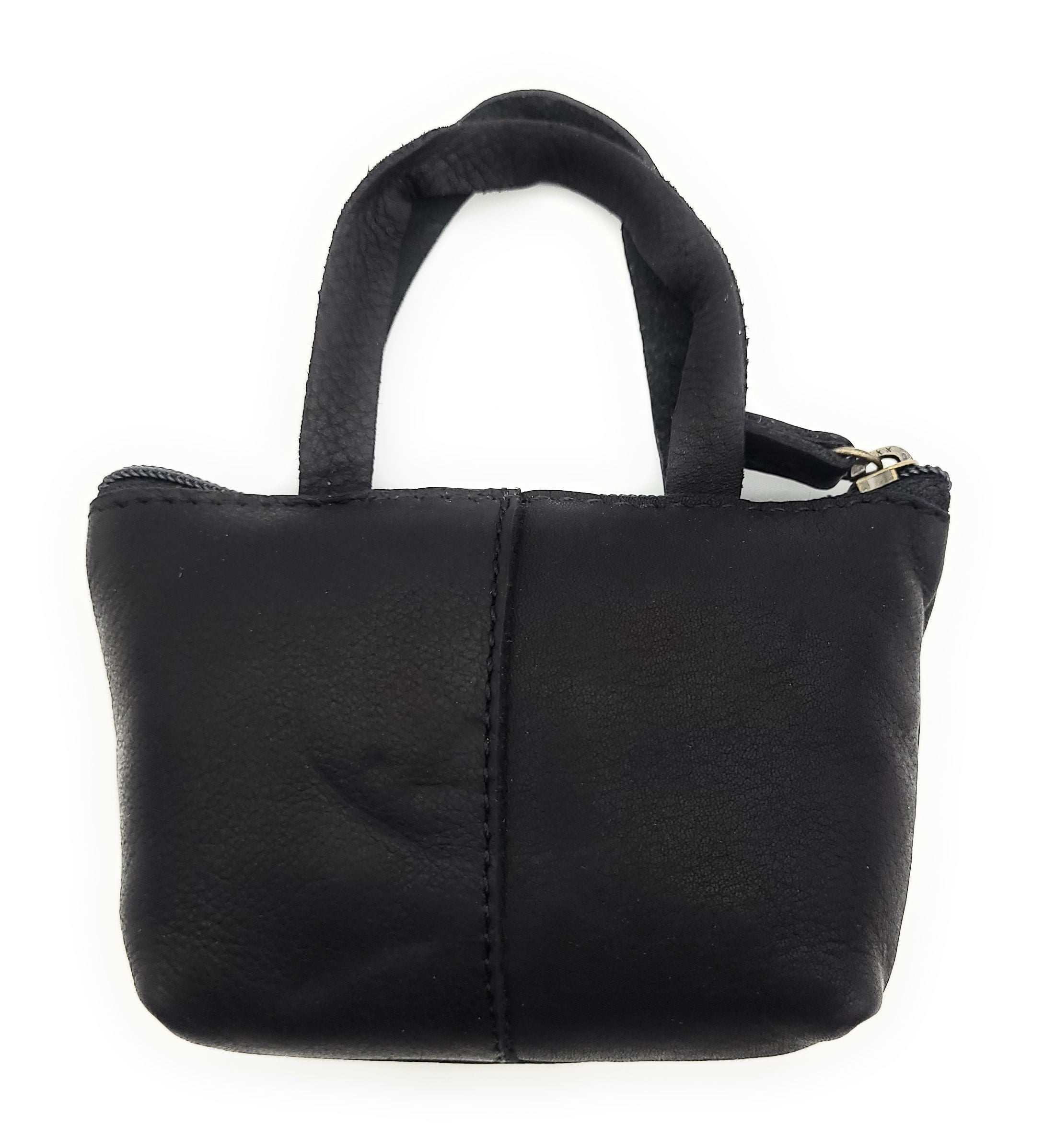 Hill Burry Schlüsseletui Leder Damen Schwarz - Mini Täschchen Reißverschluss