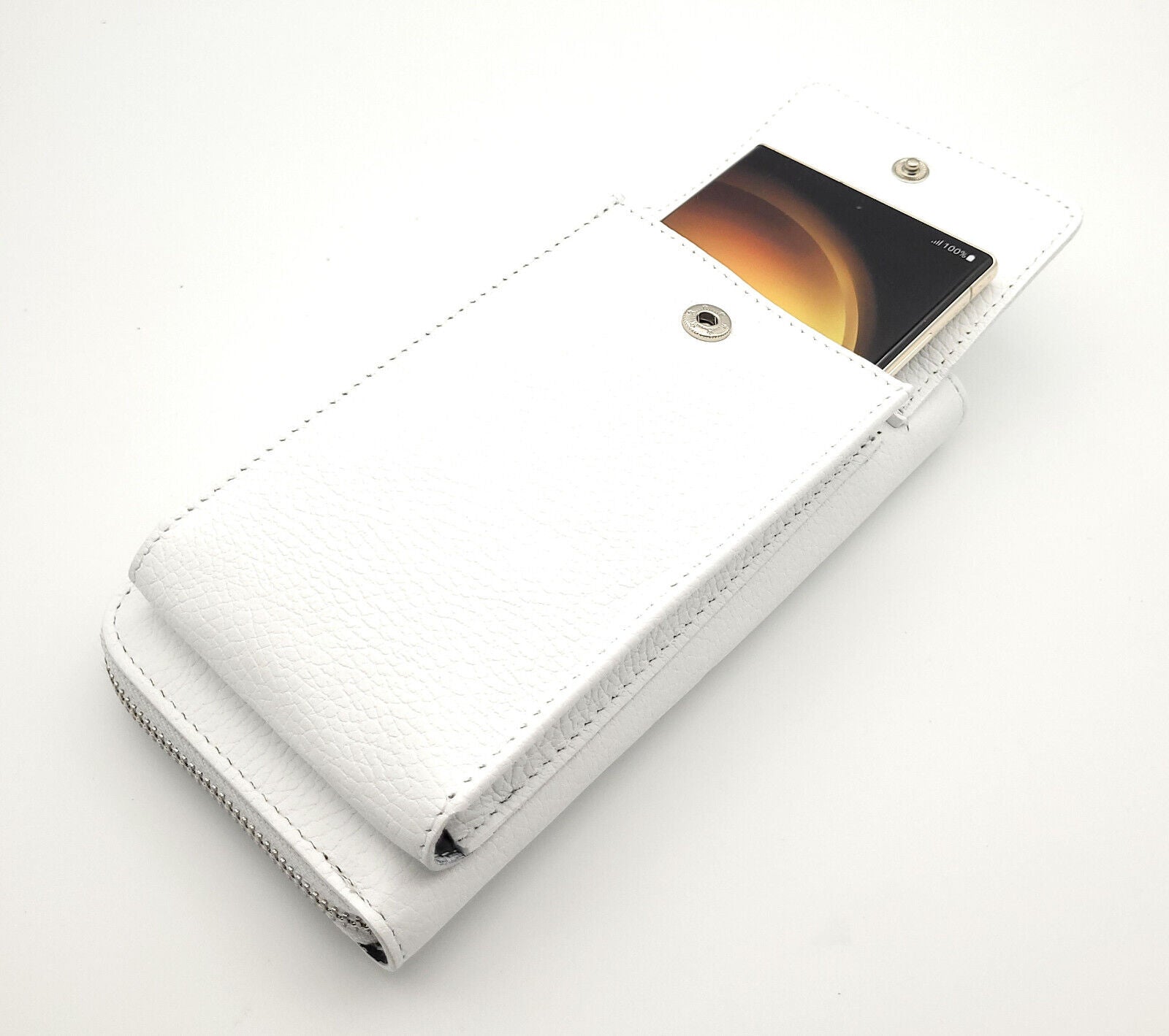 echt Leder Handybörse Smartphonetasche Geldbörse Umhängetasche made in Italy weiß