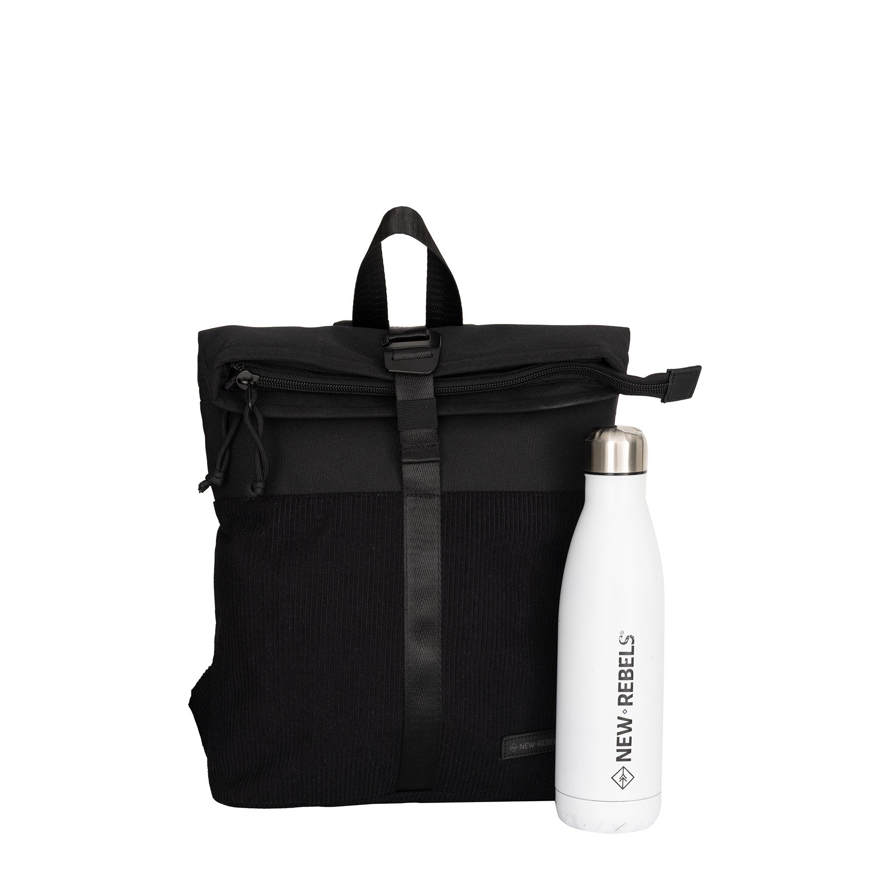 New Rebels Ribbi Roll Up Rolltop City Rucksack Los Angeles Kordoptik schwarz