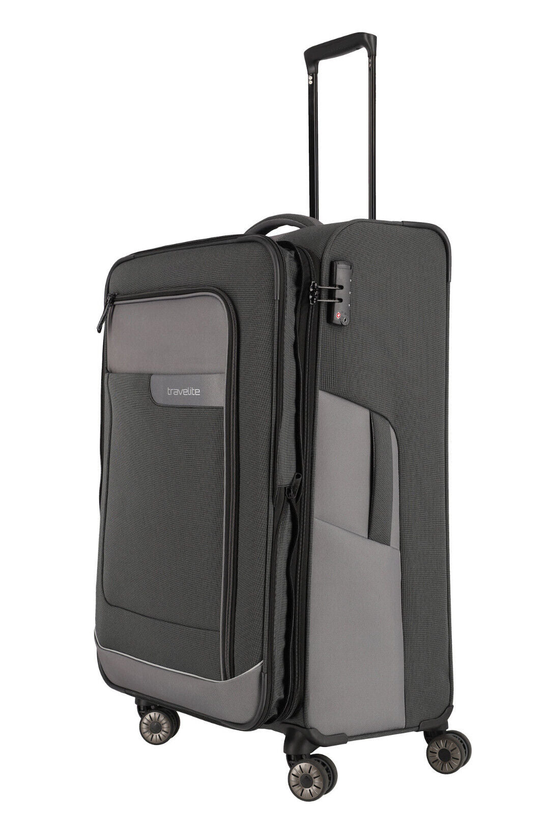 Travelite VIIA Reisekoffer L Trolley Koffer 77cm 4 Rad / Rollen Dehnfalte TSA schiefer