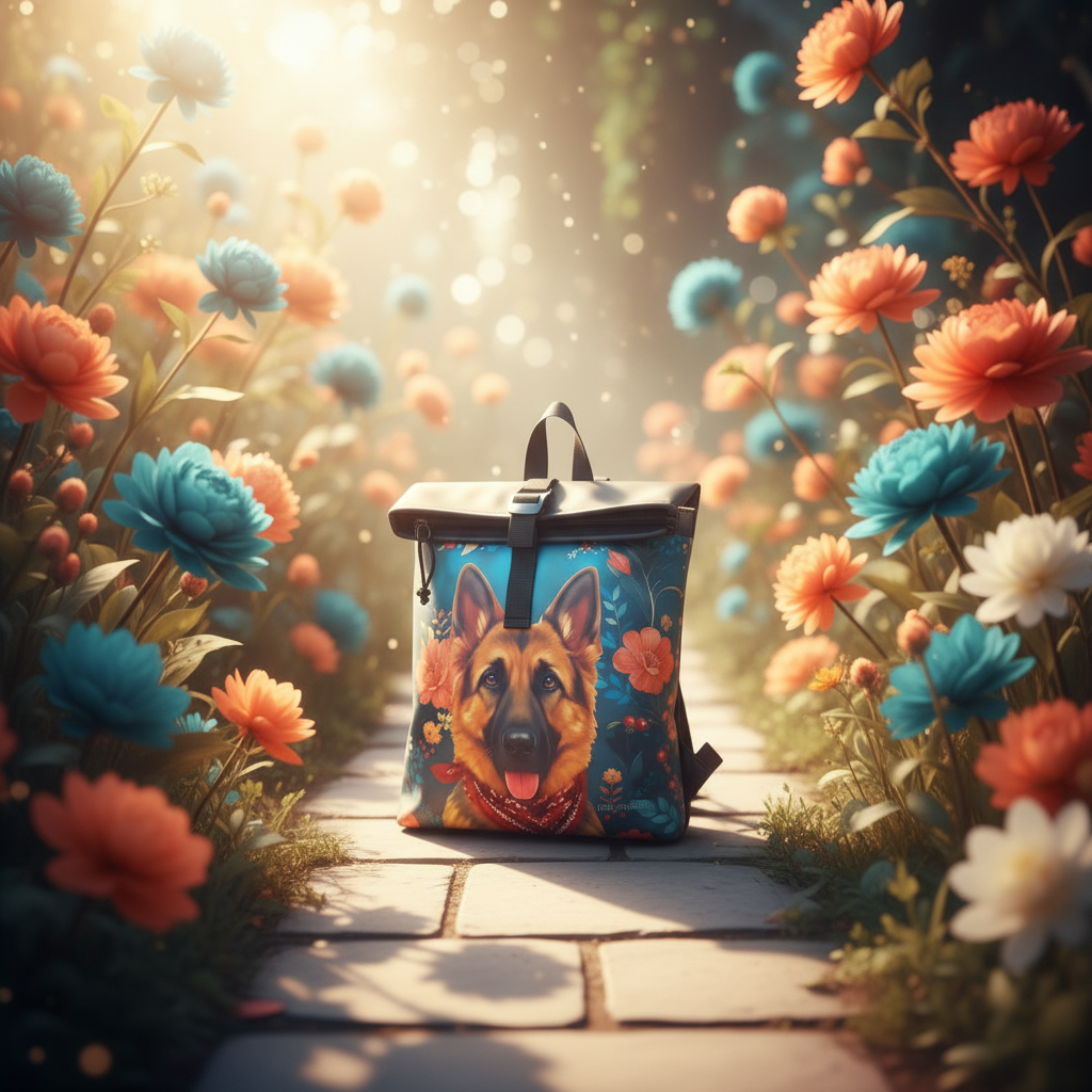 New Rebels Rolltop Rucksack Schäferhund – Wasserabweisend, Cityrucksack Los Angeles