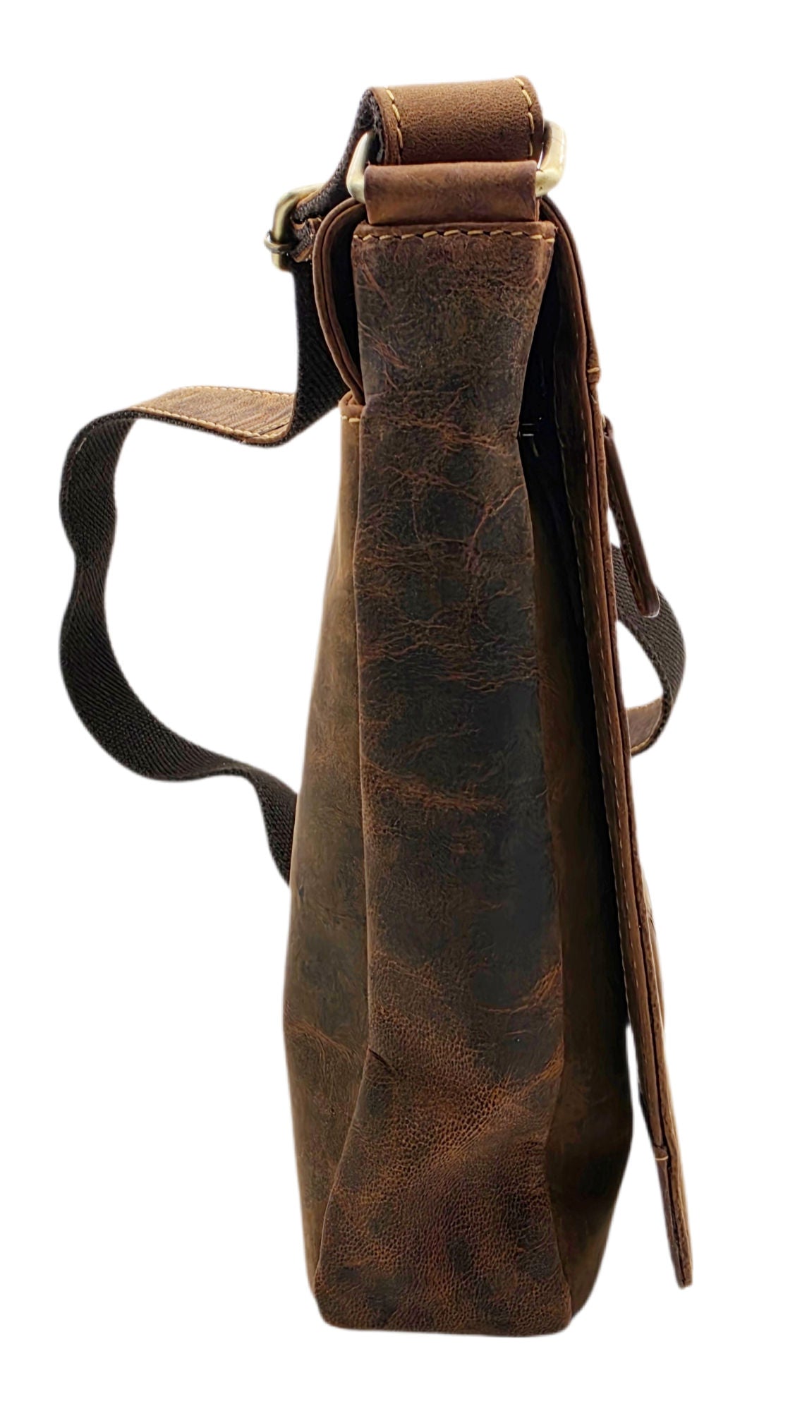 Hunters Umhängetasche Herren – Echtleder Vintage Braun, Messenger Bag mit Überschlag