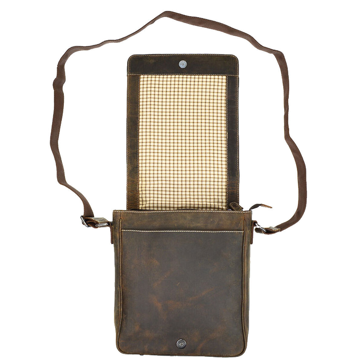 Ven Tomy Büffelleder Damen Herren Umhängetasche Messenger-Bag Handtasche braun
