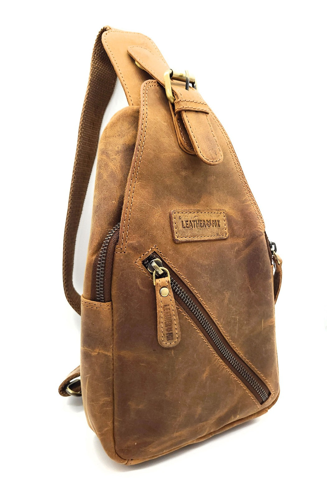 Leatherfox Slingbag aus Hunterleder – Echtleder Umhängetasche | Rechts & Links tragbar | 30x15x8 cm