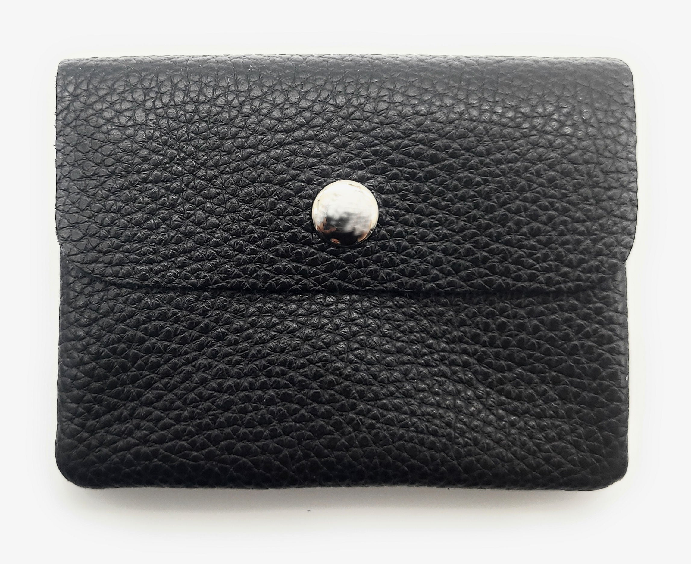 Mini Geldbörse aus echtem Rindleder – kompaktes Leder Portemonnaie Made in Italy schwarz