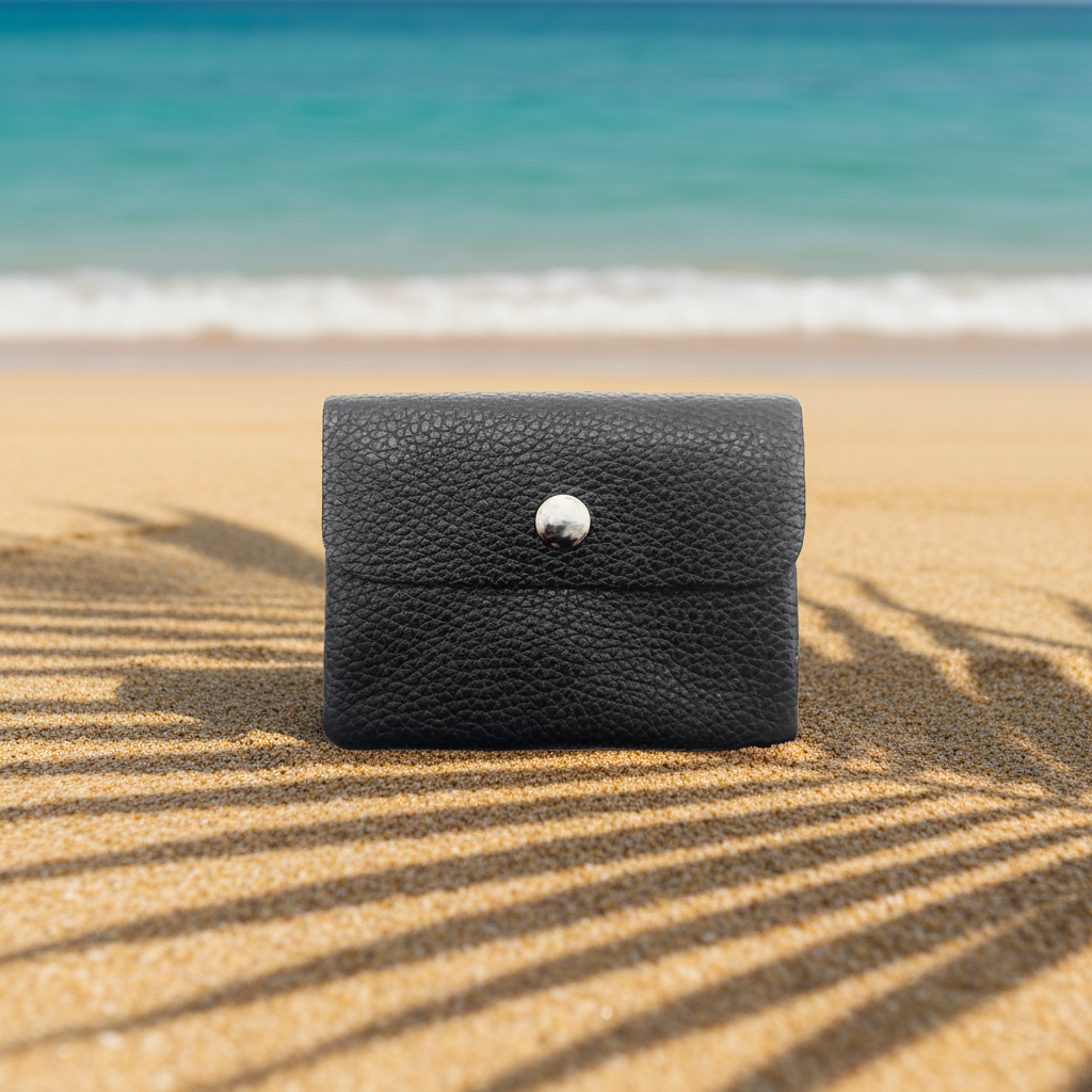 Mini Geldbörse aus echtem Rindleder – kompaktes Leder Portemonnaie Made in Italy schwarz