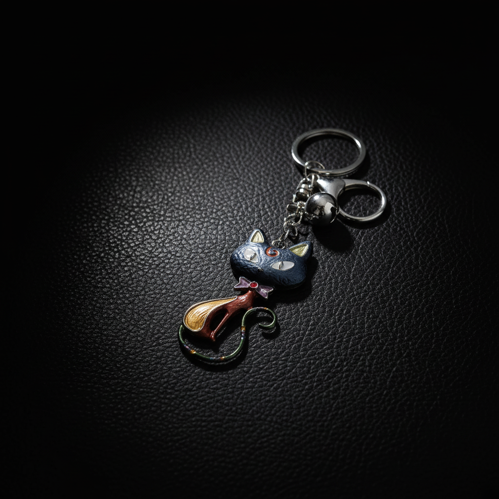 Taschenanhänger Schlüsselanhänger Katze - Metall Charm Silber - Handtaschenschmuck Accessoire für Damen