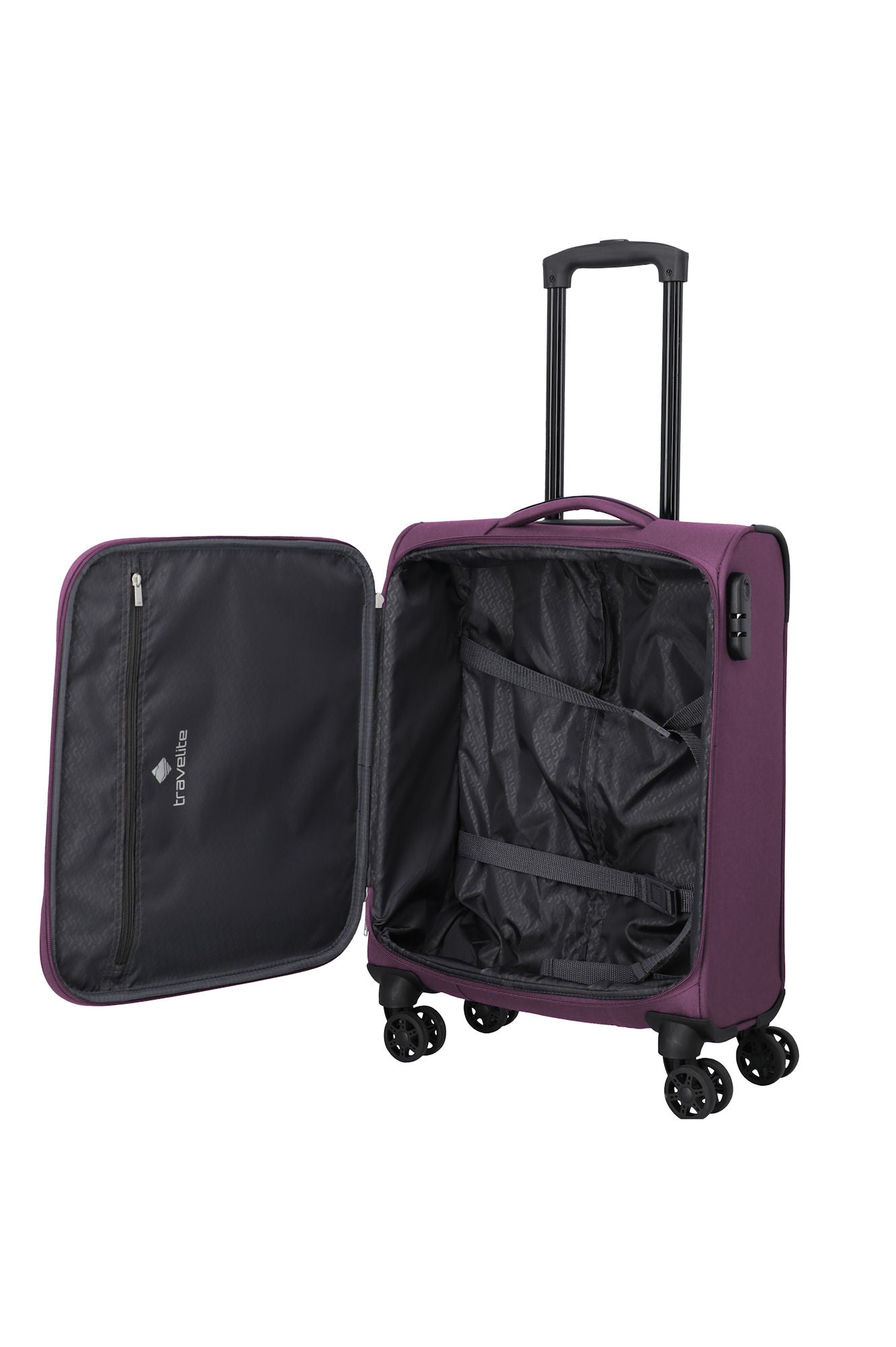 Travelite Priego Trolley S 55 cm – Leichter Handgepäck Koffer mit 4 Rollen & Zahlenschloss berry