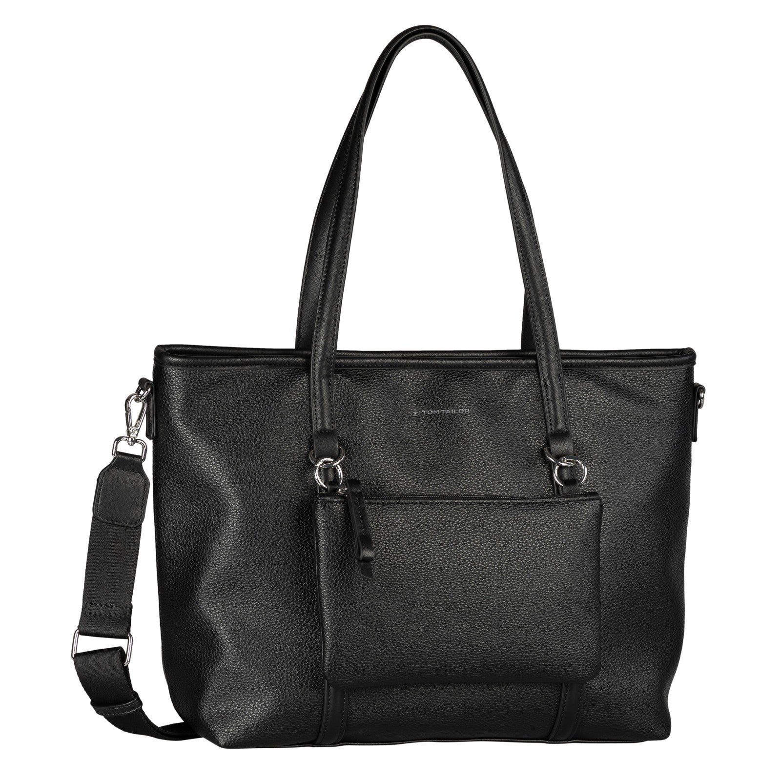 Tom Tailor Zip Shopper L Jamila – geräumige Handtasche mit 2-in-1-Funktion, abnehmbare Umhängetasche, 43,5x13x32 cm schwarz
