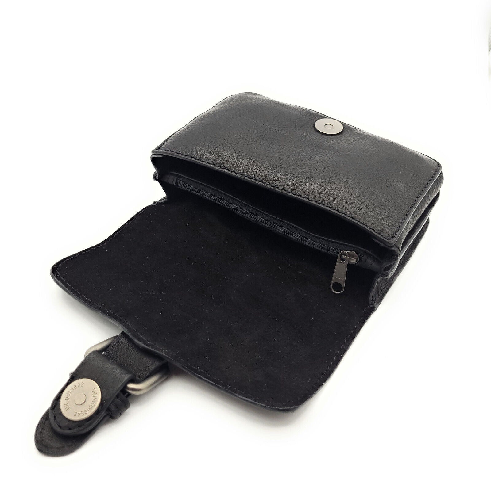 Hill Burry echt Leder Gürteltasche Bikertasche Hüfttasche Bauchtasche Doppelfach schwarz