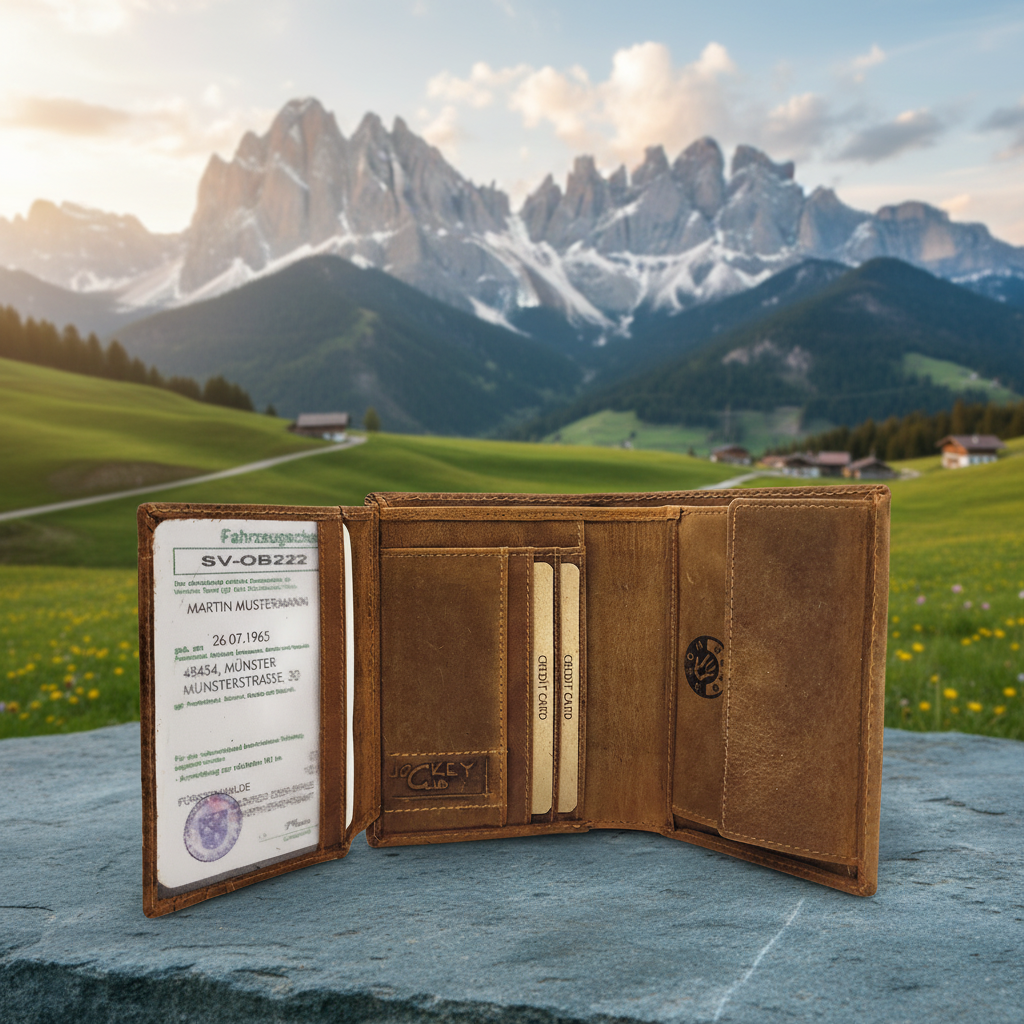 Leder Geldbörse Herren RFID Schutz - Jockey Club Portemonnaie Braun