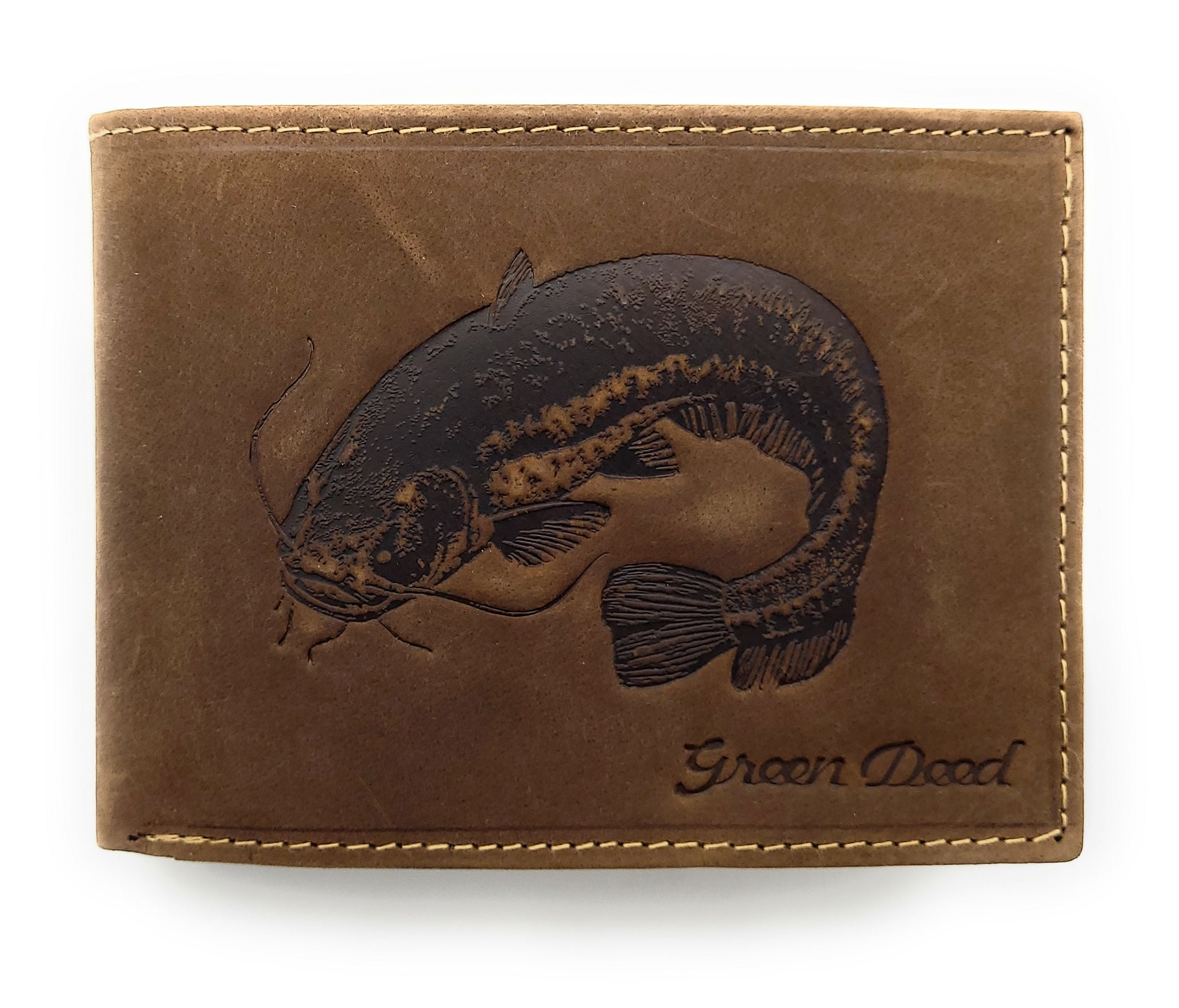 Green Deed Herren Geldbörse Hunterleder | Wels-Prägung & RFID-Schutz | Dunkelbraun | Geschenkbox