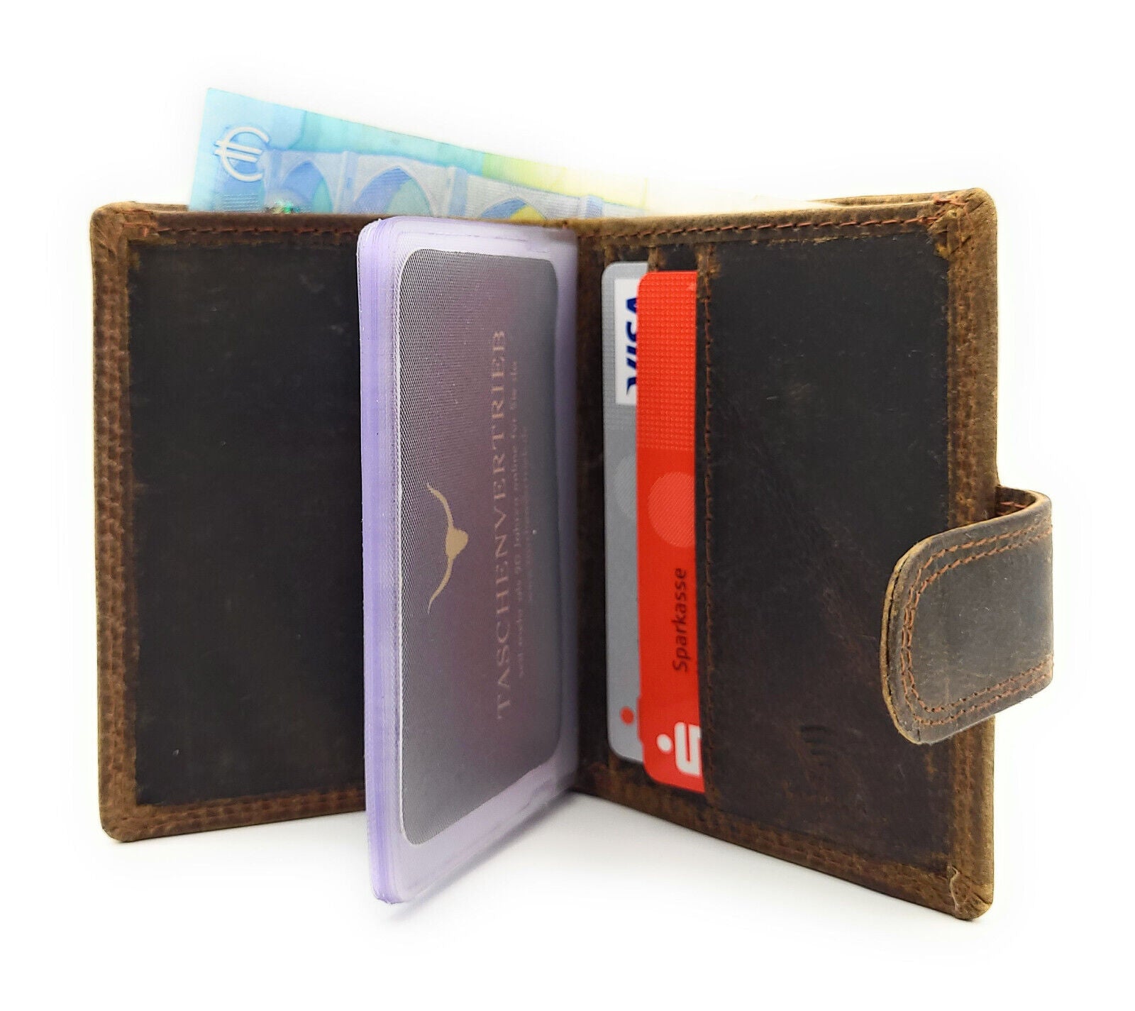 Lemasi Mini Geldbörse aus Hunterleder – RFID-Schutz, Karten- & Visitenkartenetui