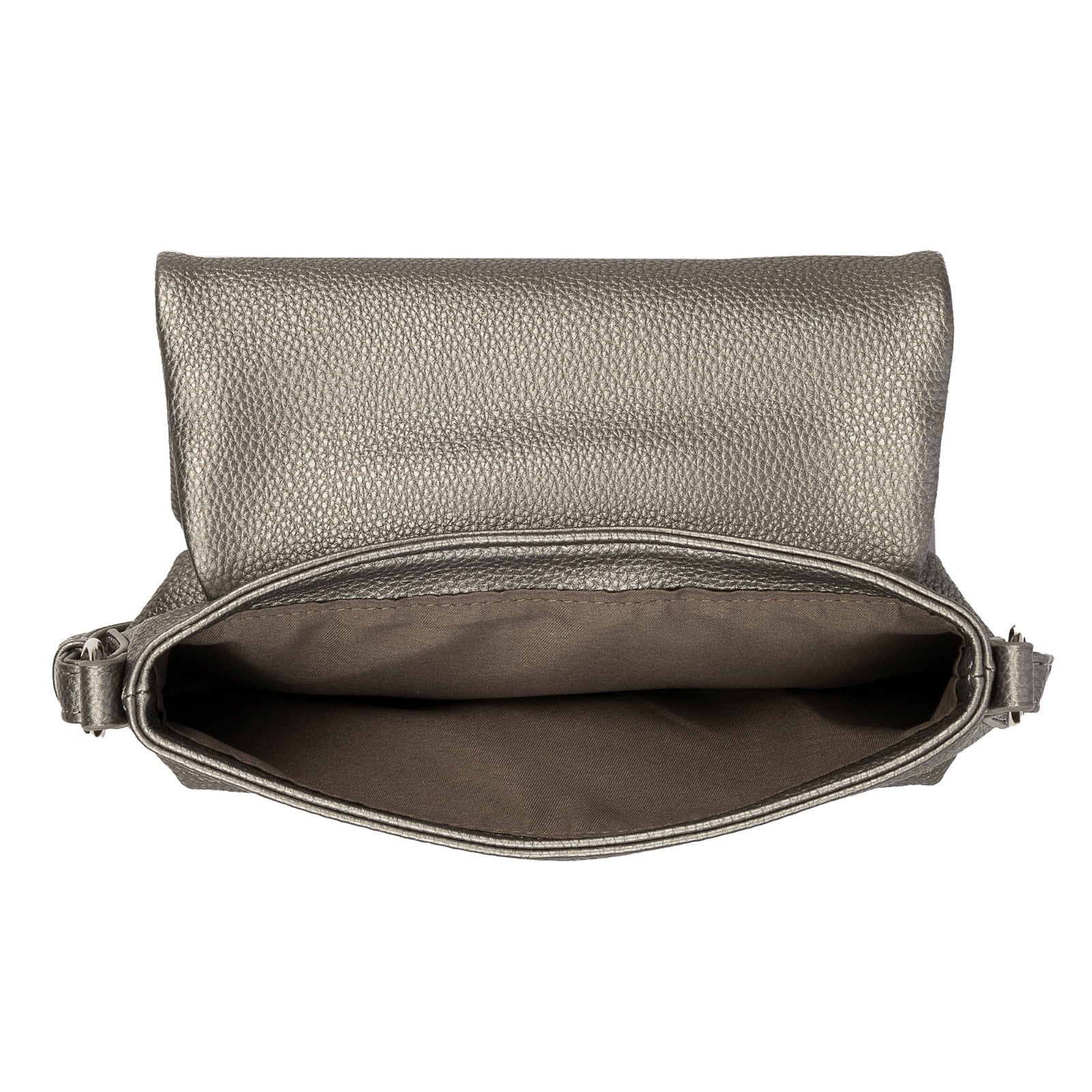 Tom Tailor Lissi Flap Bag S – kleine modische Umhängetasche mit Magnetverschluss metallic grey
