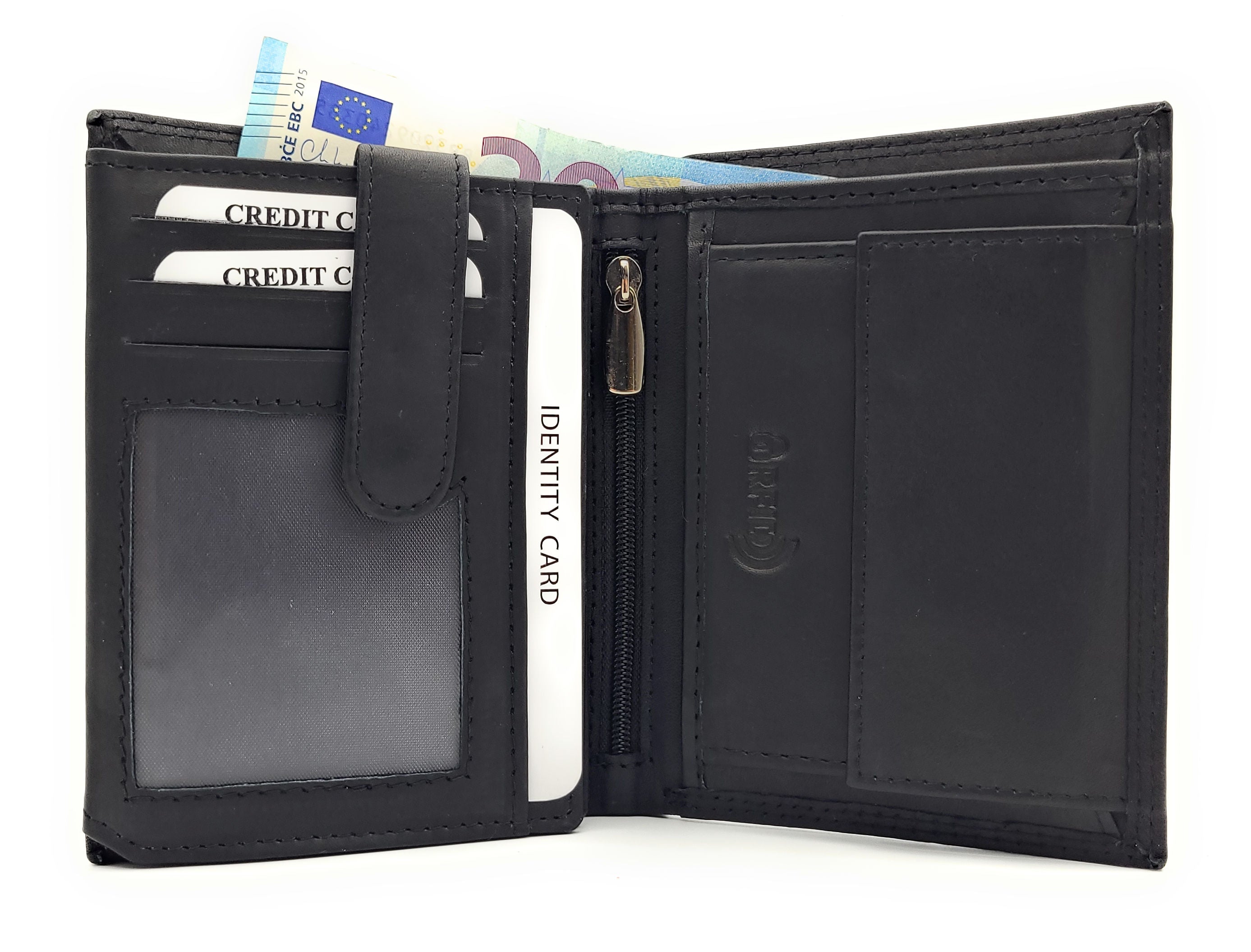 Lemasi Leder Geldbörse RFID Schutz – Herren & Damen Portemonnaie Schwarz