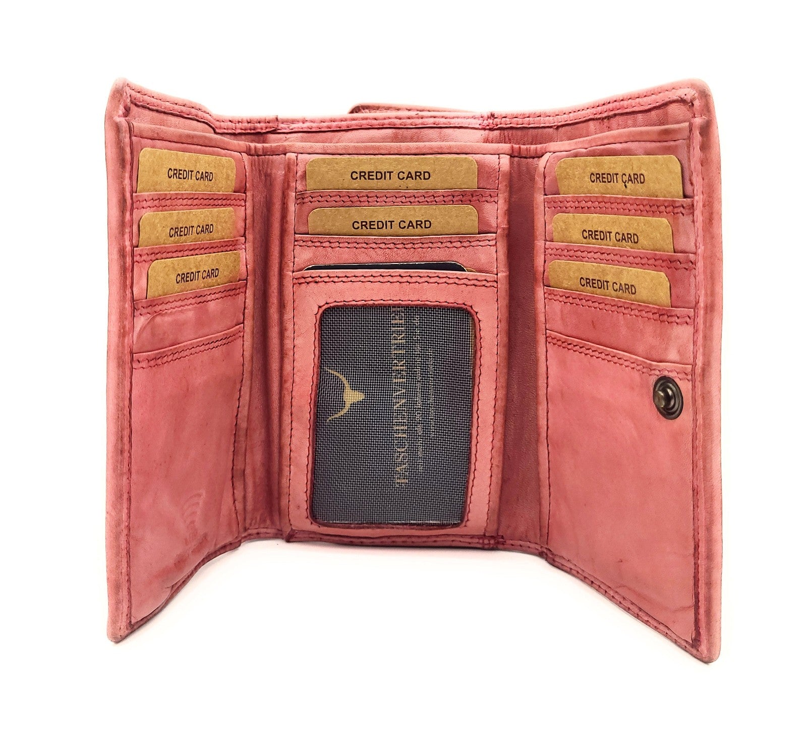 Hill Burry echt Leder Damen Geldbörse Portemonnaie mit RFID Schutz gewaschenes Rindleder rosa