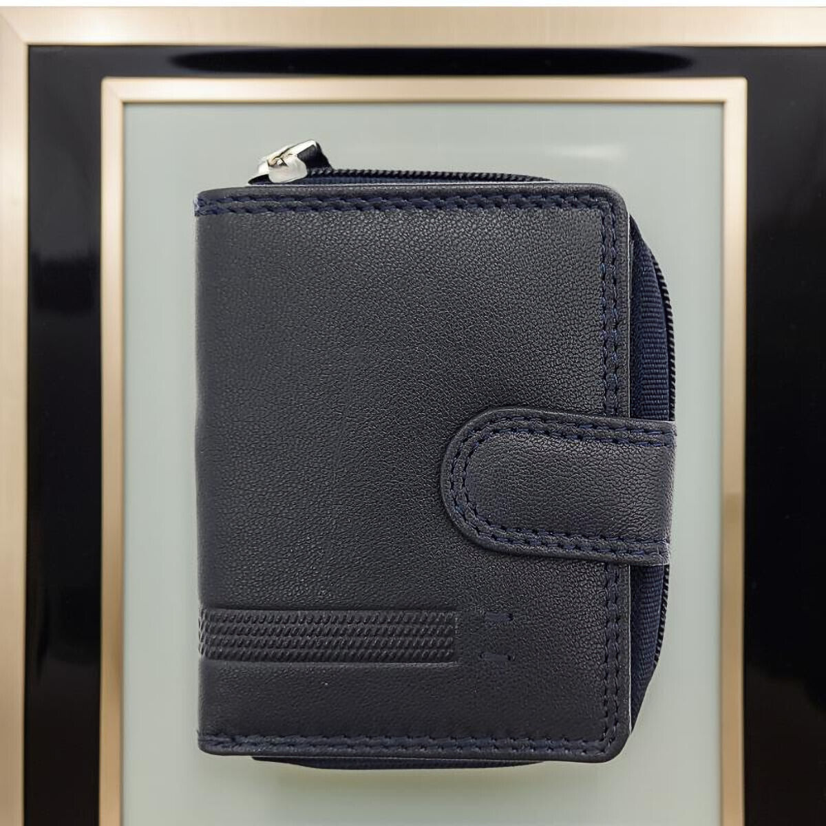 Jockey Club Basic echt Leder Mini Geldbörse Portemonnaie mit RFID Schutz navy