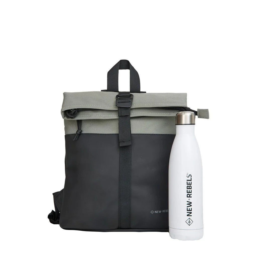 New Rebels Backham Roll Up Rolltop City Rucksack Los Angeles wasserabweisend Schwarz Grau