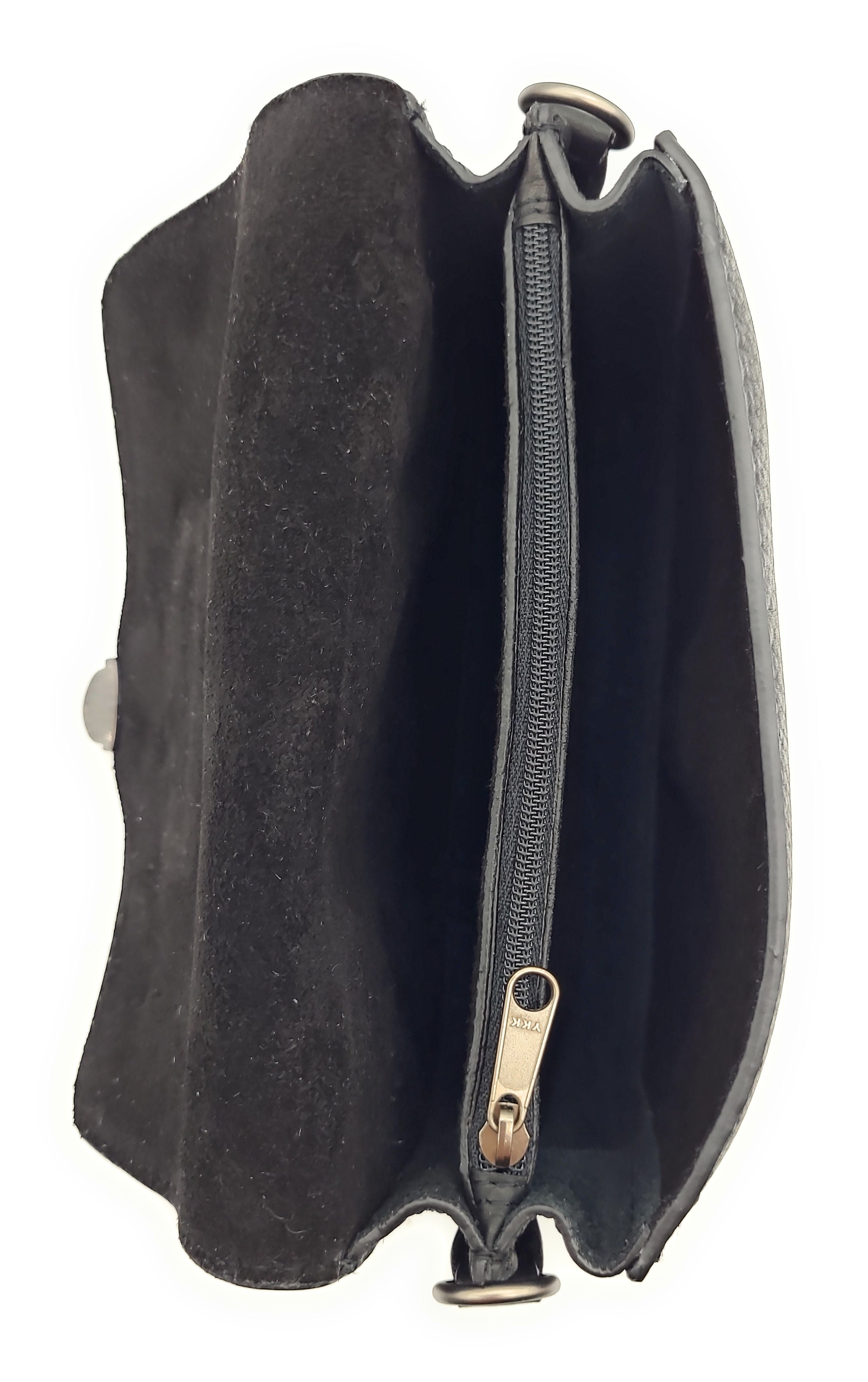Hill Burry Gürteltasche aus dickem Rindsleder – 2 Hauptfächer, abnehmbarer Schultergurt, schwarz