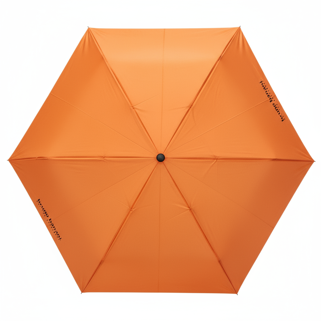 bruno banani Mini-Regenschirm – Handöffner, Stahl-Fiberglasgestell, Polyester Pongee, geriffelter Griff mit erhabenem Logo Orange