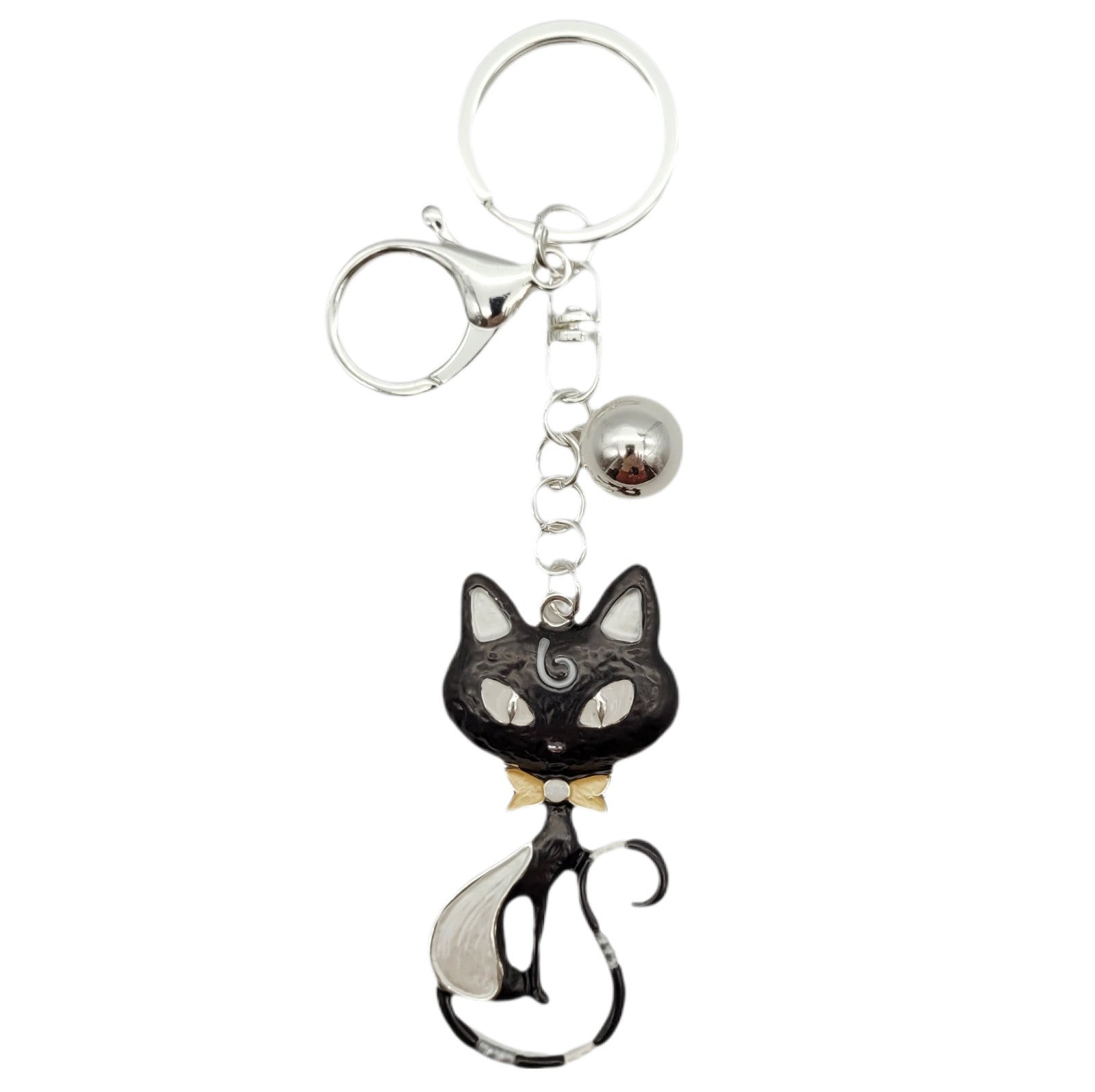 Taschenanhänger Schlüsselanhänger Katze - Metall Charm Silber - Handtaschenschmuck Accessoire für Damen
