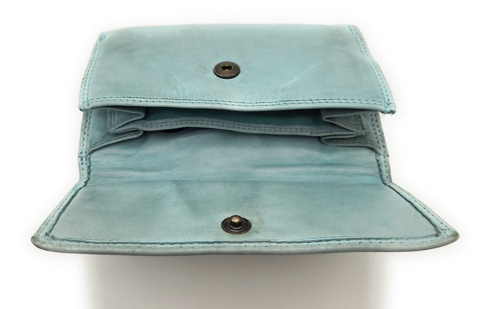 Hill Burry echt Leder Damen Geldbörse Portemonnaie mit RFID Schutz gewaschenes Rindleder hellblau