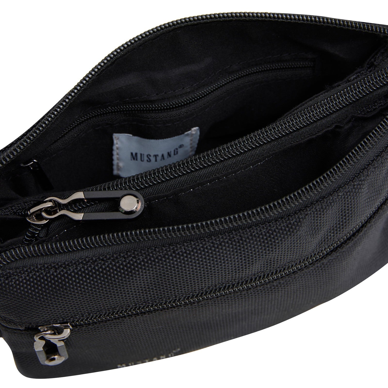 Mustang Umhängetasche Dabas – kleine Schultertasche aus Nylon mit Reißverschlussfächern & verstellbarem Gurt schwarz