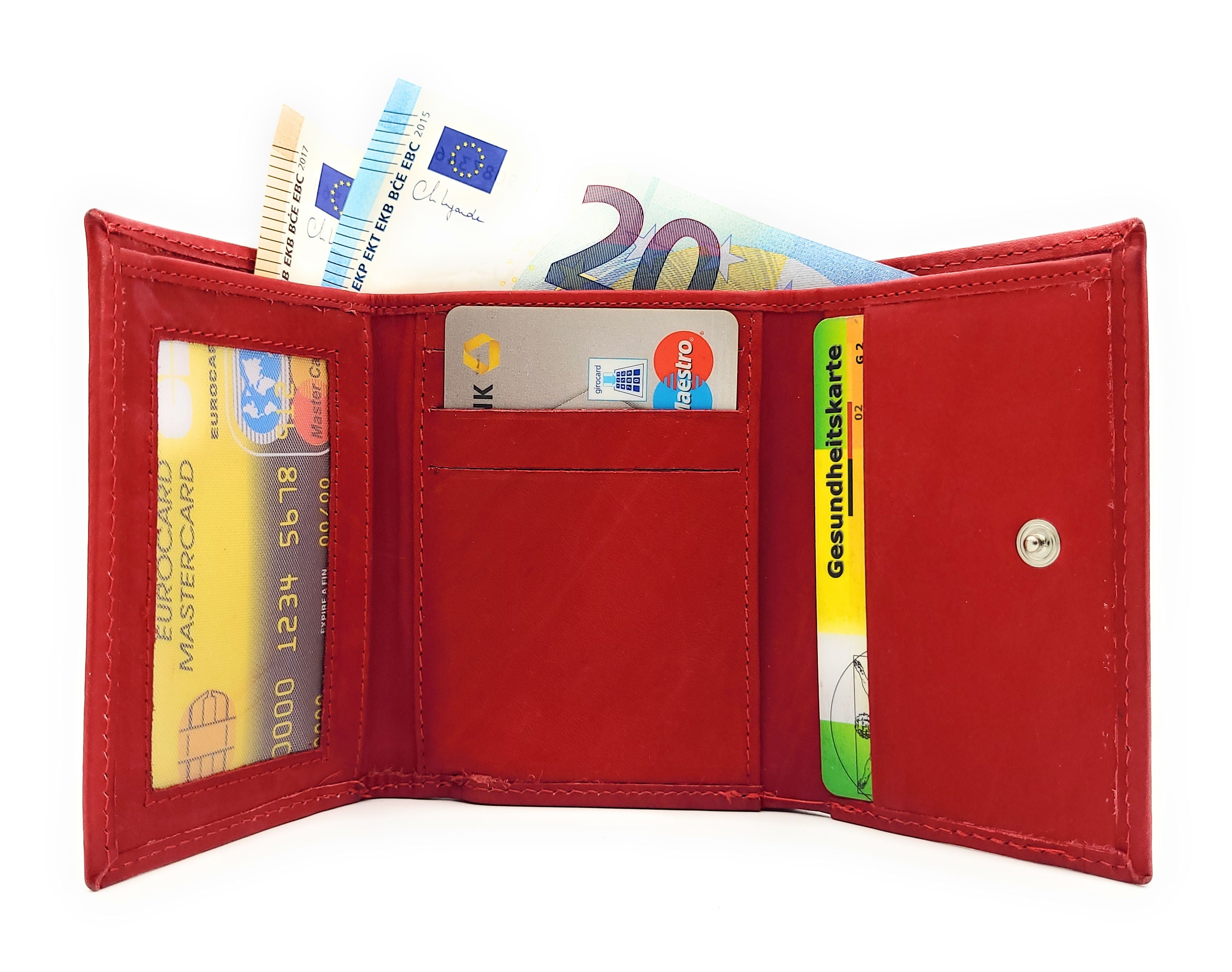 La Scala Bügelbörse Damen Leder | Rahmenbörse mit Bügelverschluss | Geldbörse rot