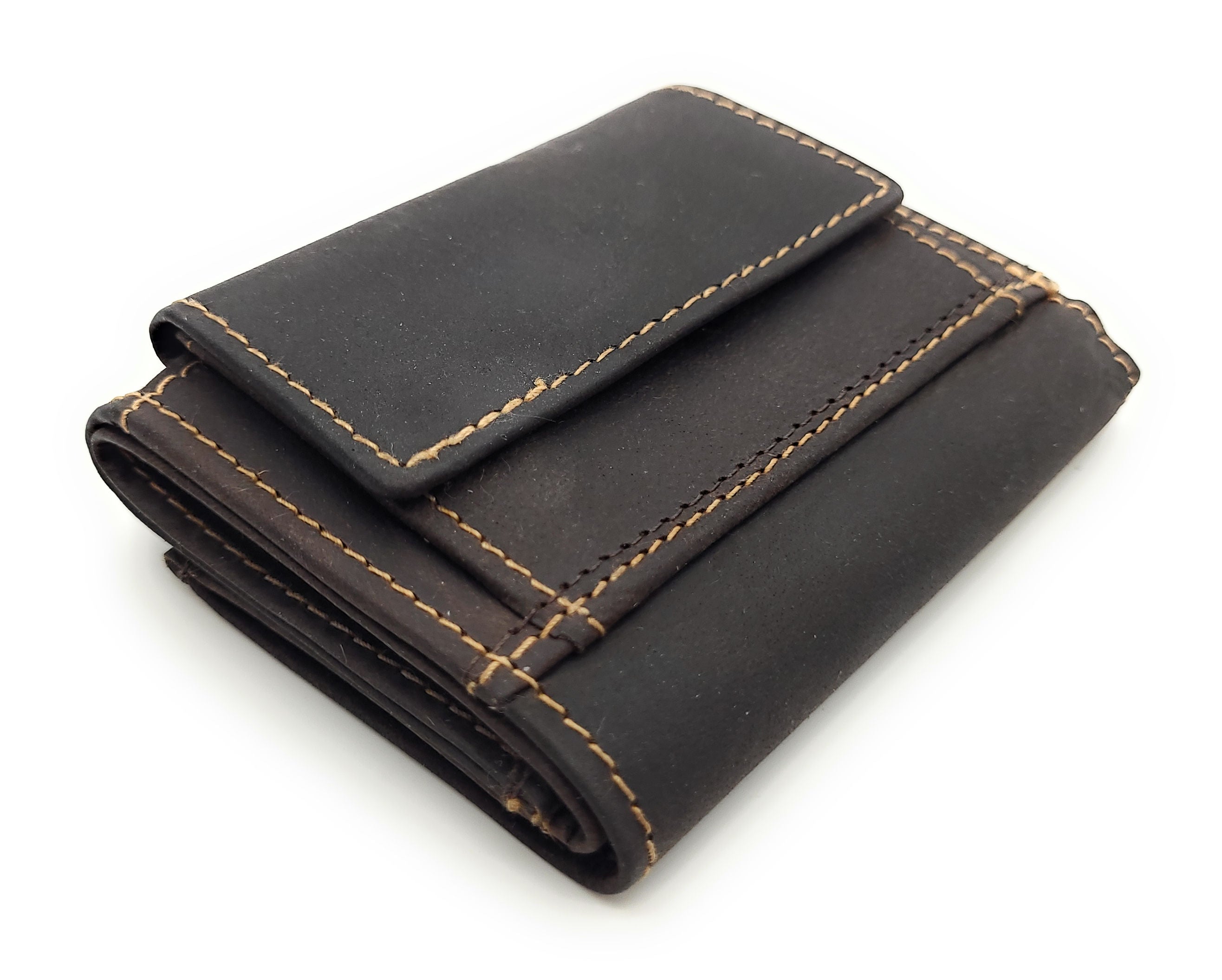 Jockey Club Mini Geldbörse aus Hunterleder | RFID-Schutz & Vintage Design dunkelbraun