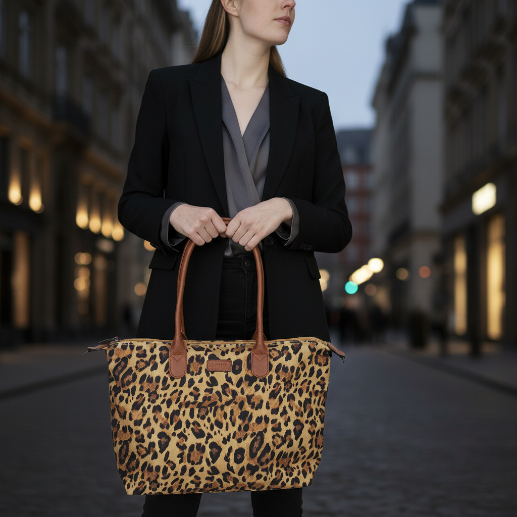 Mustang großer Damen Shopper Handtasche Umhängetasche "Limnos" Leopard cognac