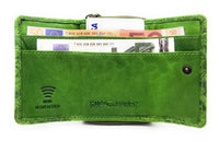 Hill Burry Mini echt Leder Damen Geldbörse Portemonnaie RFID NFC Schutz floral grün