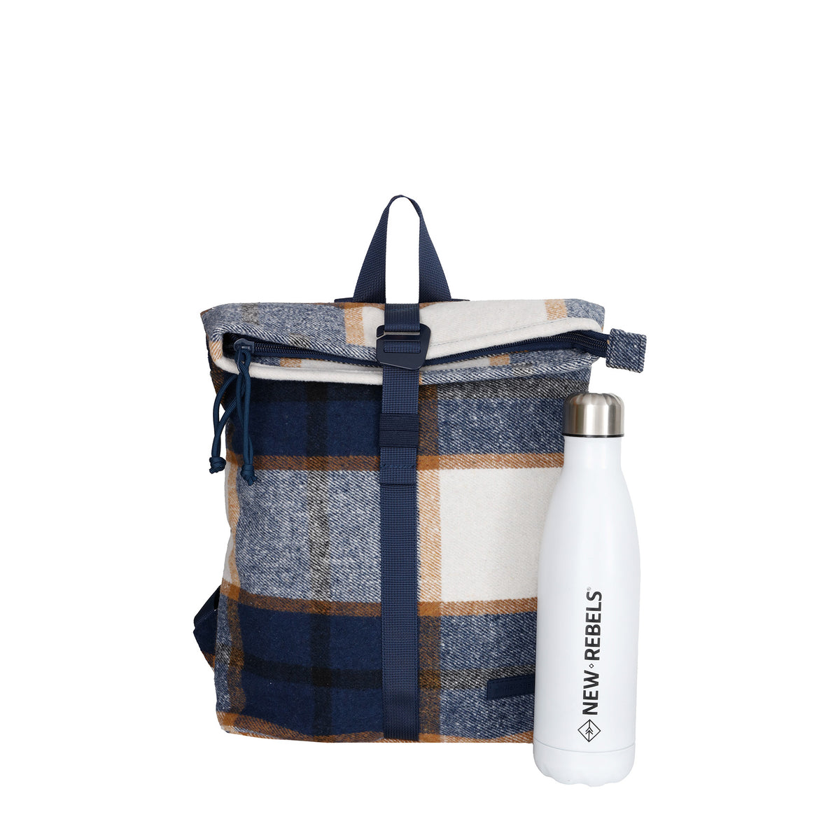 New Rebels Scott Roll Up Rolltop City Rucksack Los Angeles Flanell karo navy