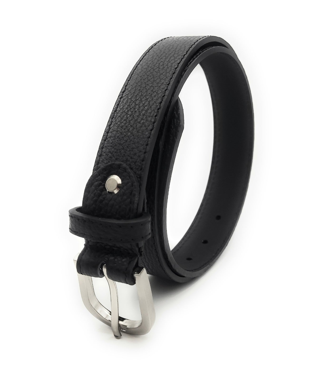 Echtledergürtel Made in Italy – ca. 30 mm breit, kürzbar, Metallschließe, genarbte Oberfläche, 5 Loch Gürtel für Herren & Damen navy blau schwarz